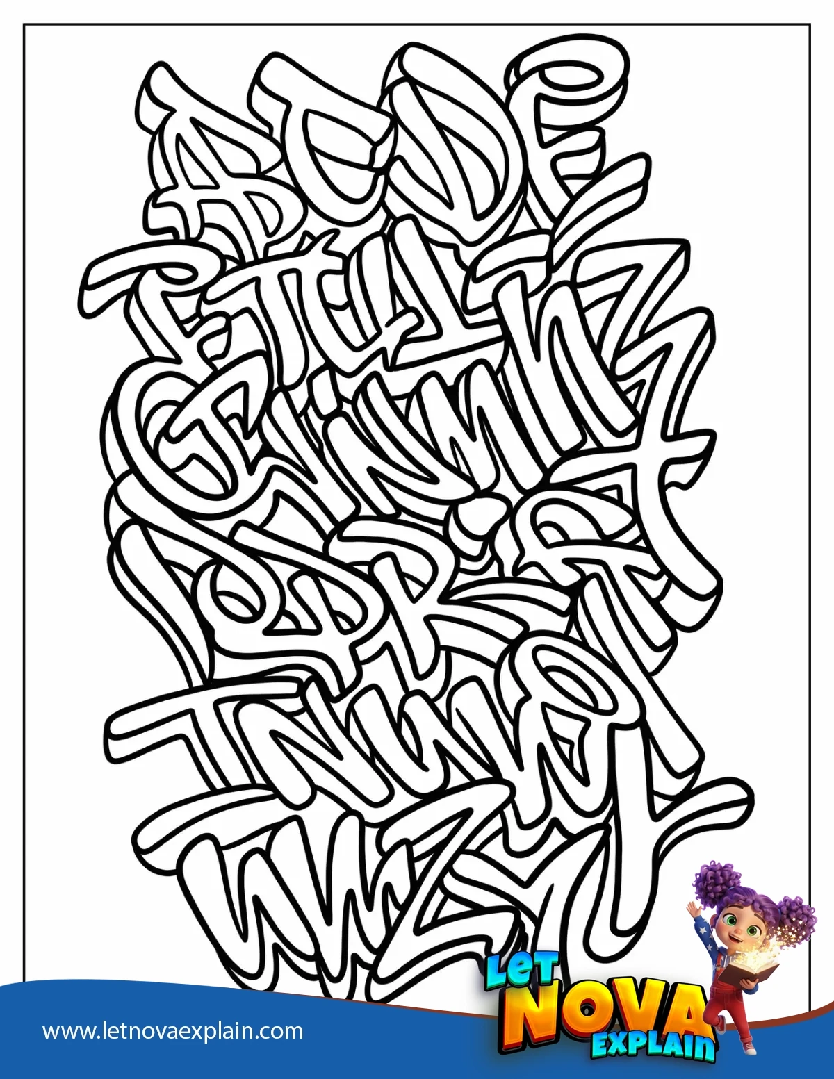 Widlstyle Graffiti Alphabet Letters — Disegno da colorare