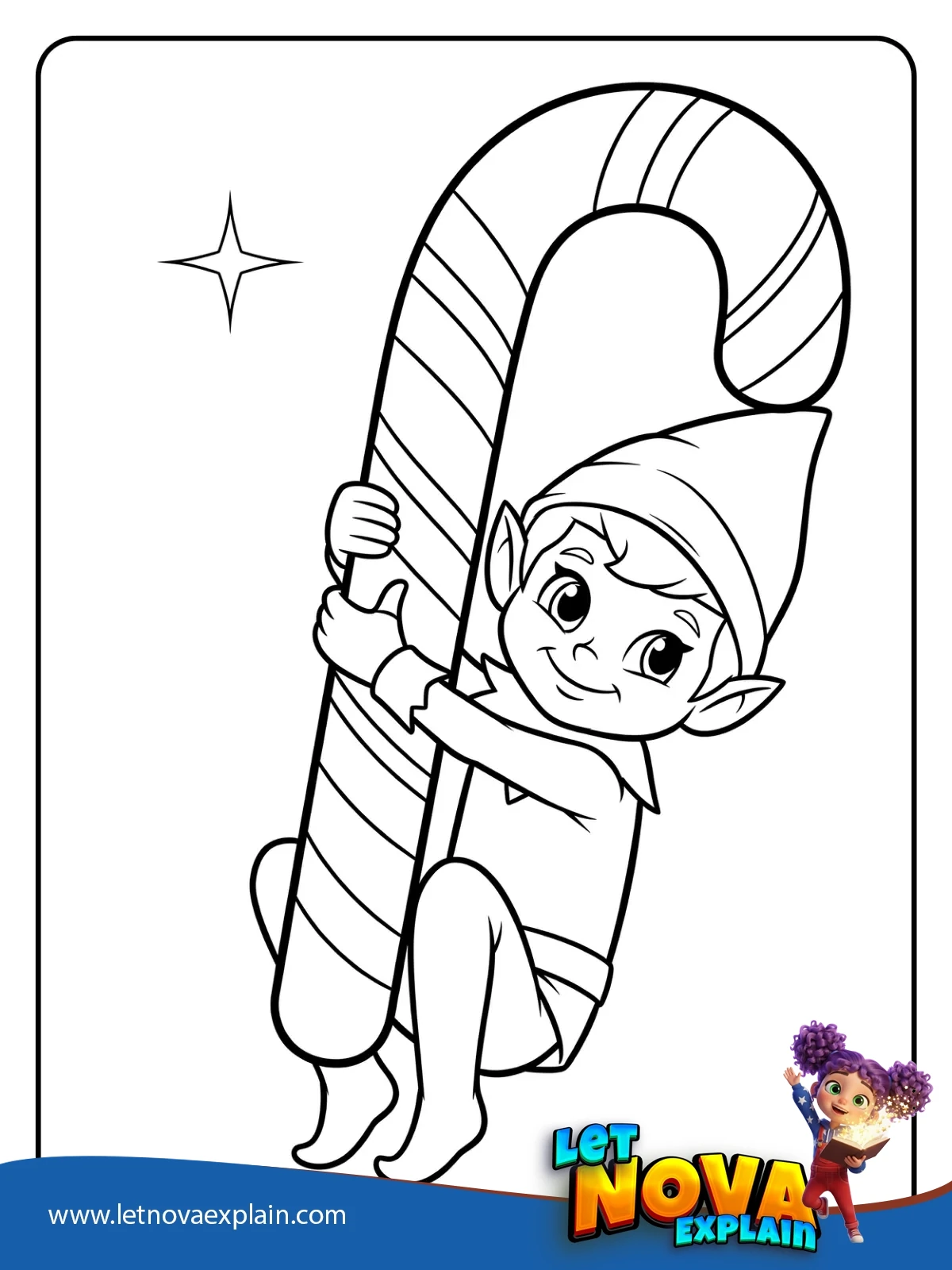 Candy Cane Hang Pose coloring — Página para colorear