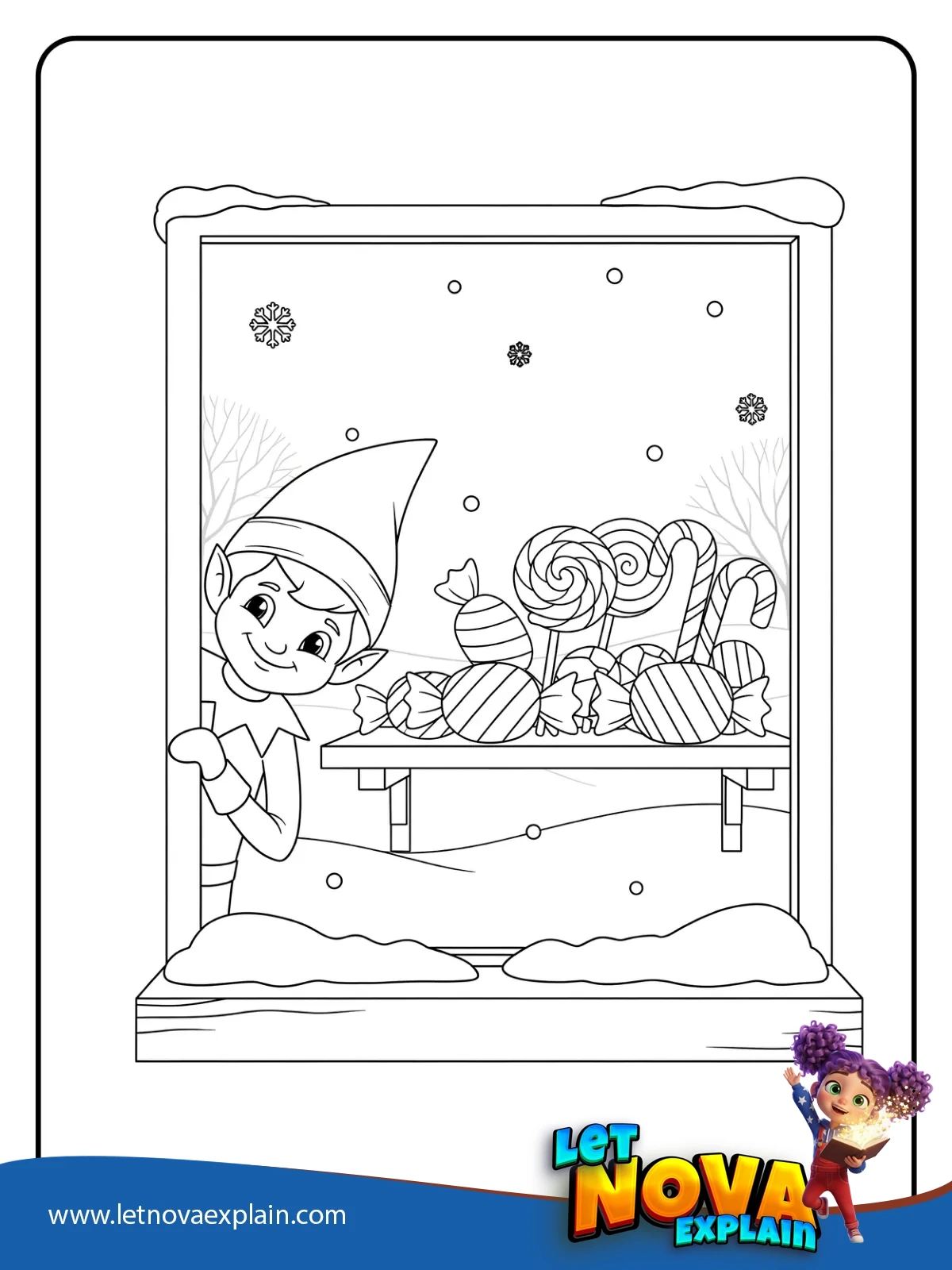 Candy Shop Window Peek coloring — Página para colorear