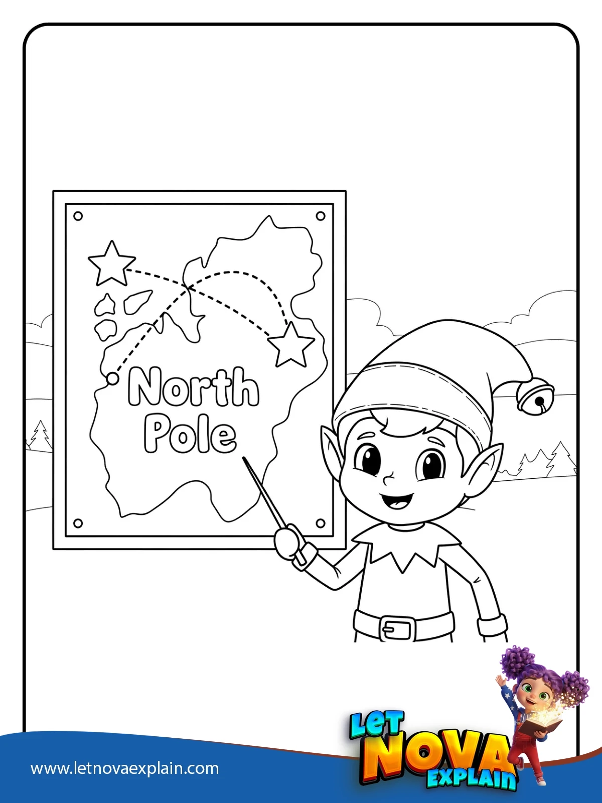 North Pole Map Check coloring — Página para colorear