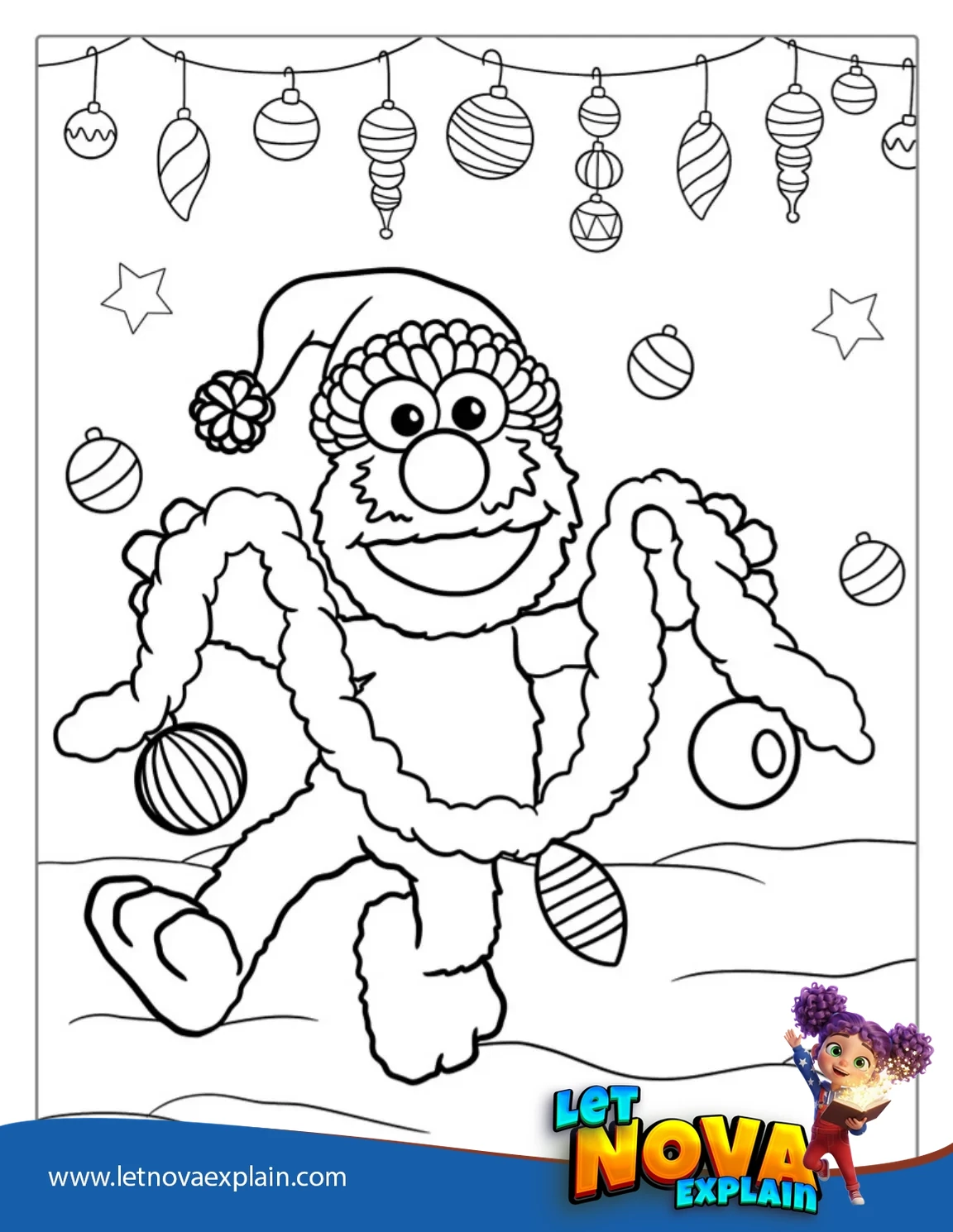 Christmas Themed Elmo Coloring Sheet — PDF stampabile