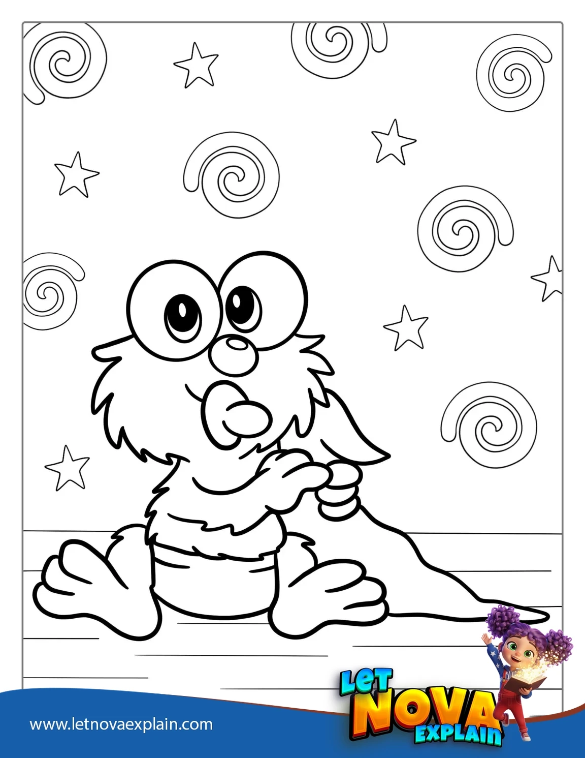 Cute Kawaii Baby Elmo Coloring Page 1 — PDF stampabile