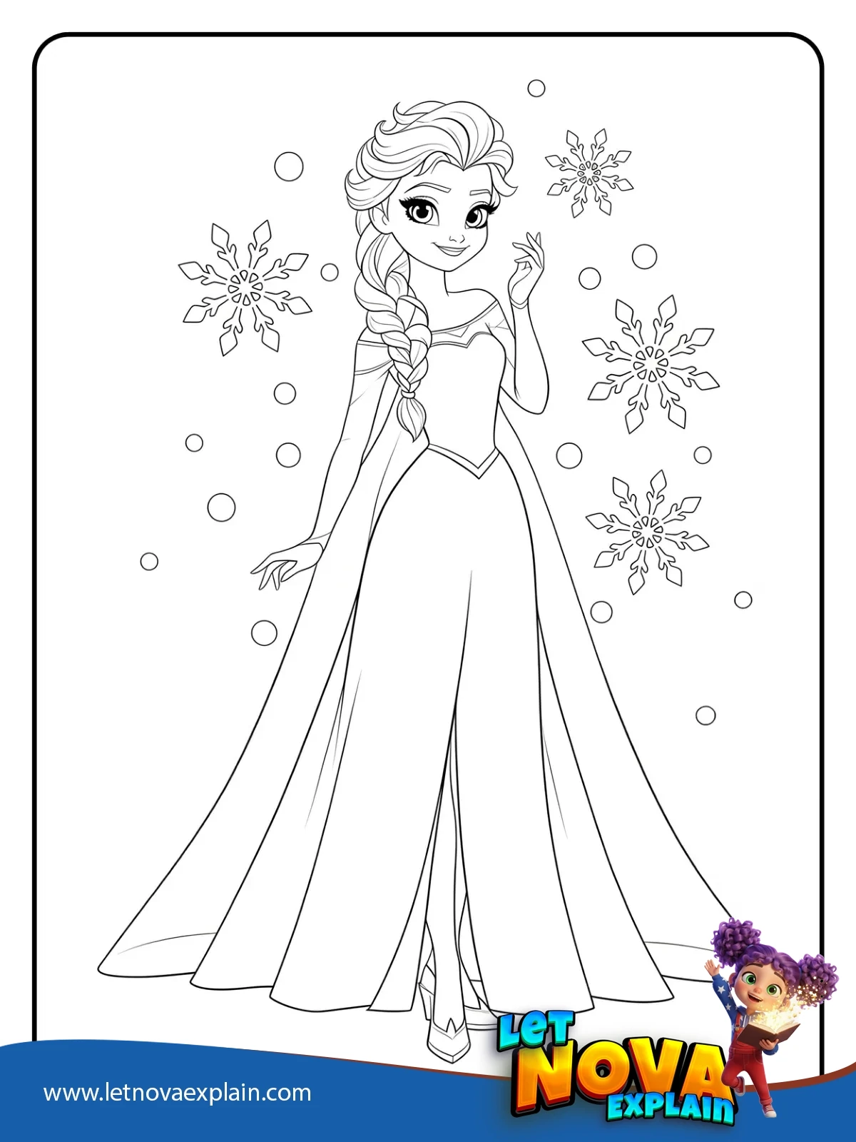Elsa With Snowflakes coloring — PDF stampabile