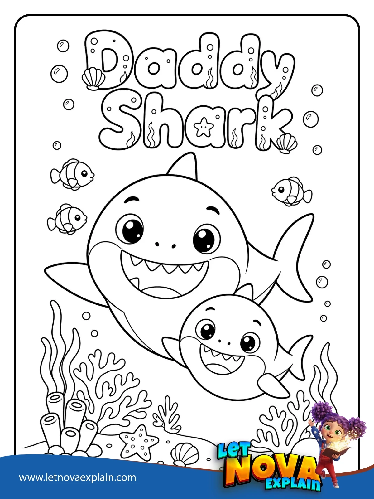 Daddy Shark Smile coloring — Coloring page