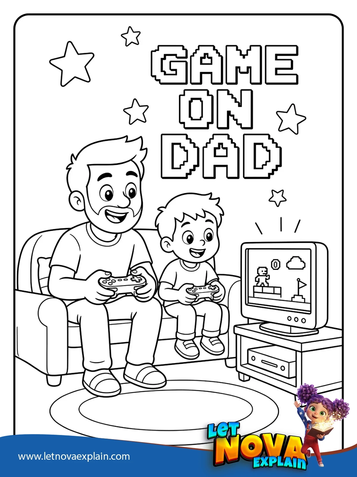 Dads Game Time coloring — Coloring page