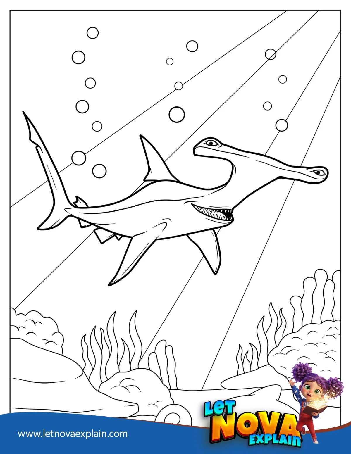 Anchor The Hammerhead Shark Finding Nemo Coloring Page — PDF stampabile