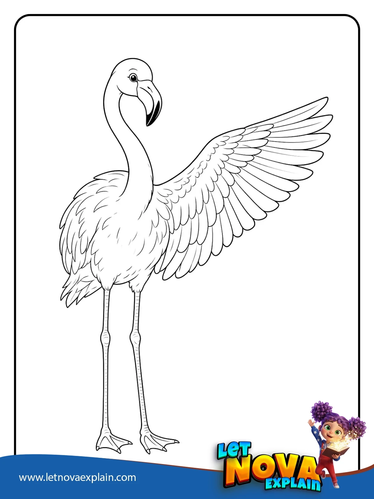 Flamingo Stretching Its Wing coloring — Coloring page
