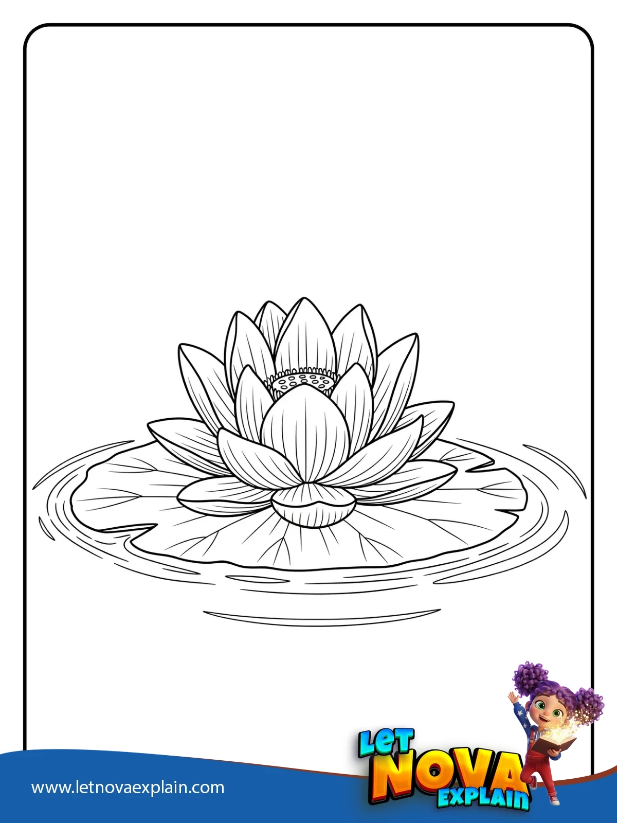Peaceful Lotus coloring — Coloring page