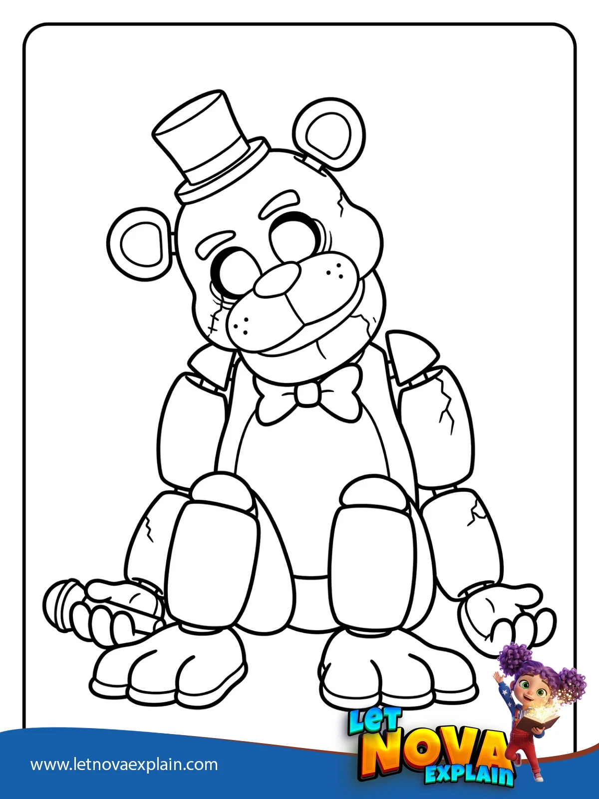 Golden Freddy Iconic Sitting Pose coloring — PDF للطباعة