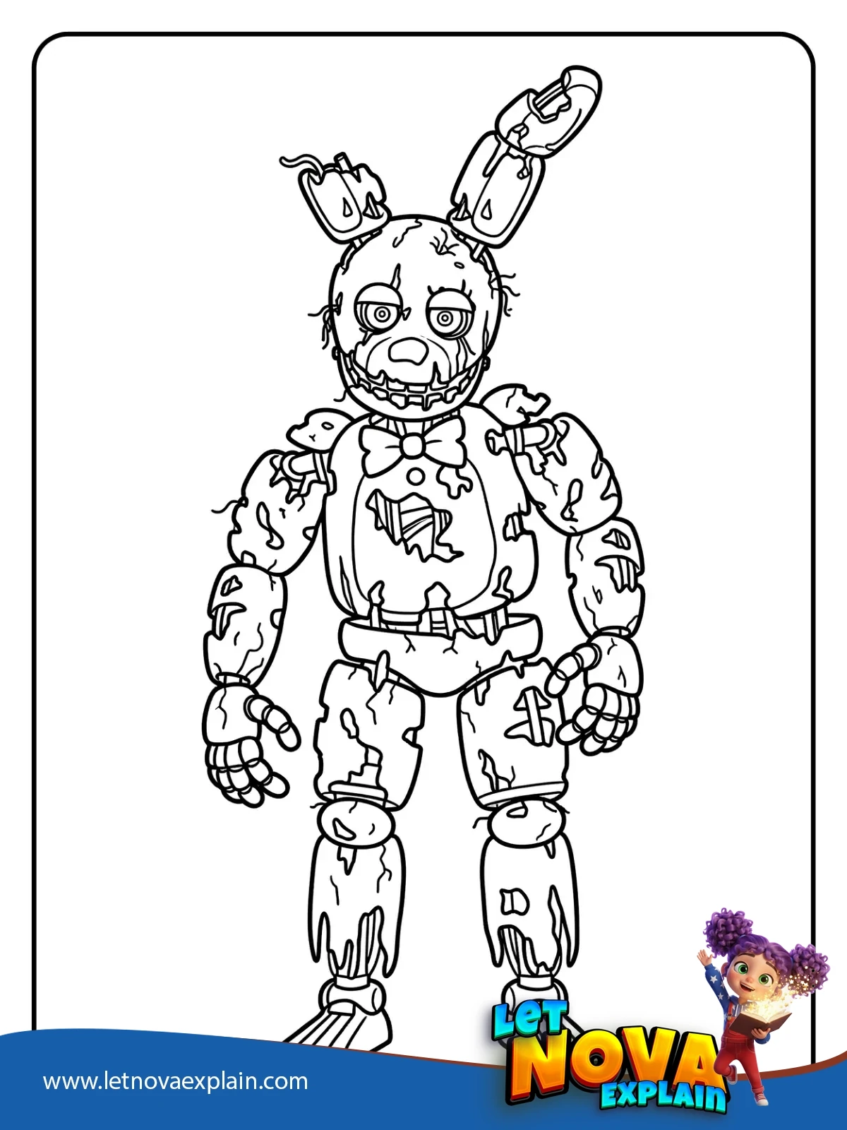 Springtrap Iconic Standing Pose coloring — PDF للطباعة