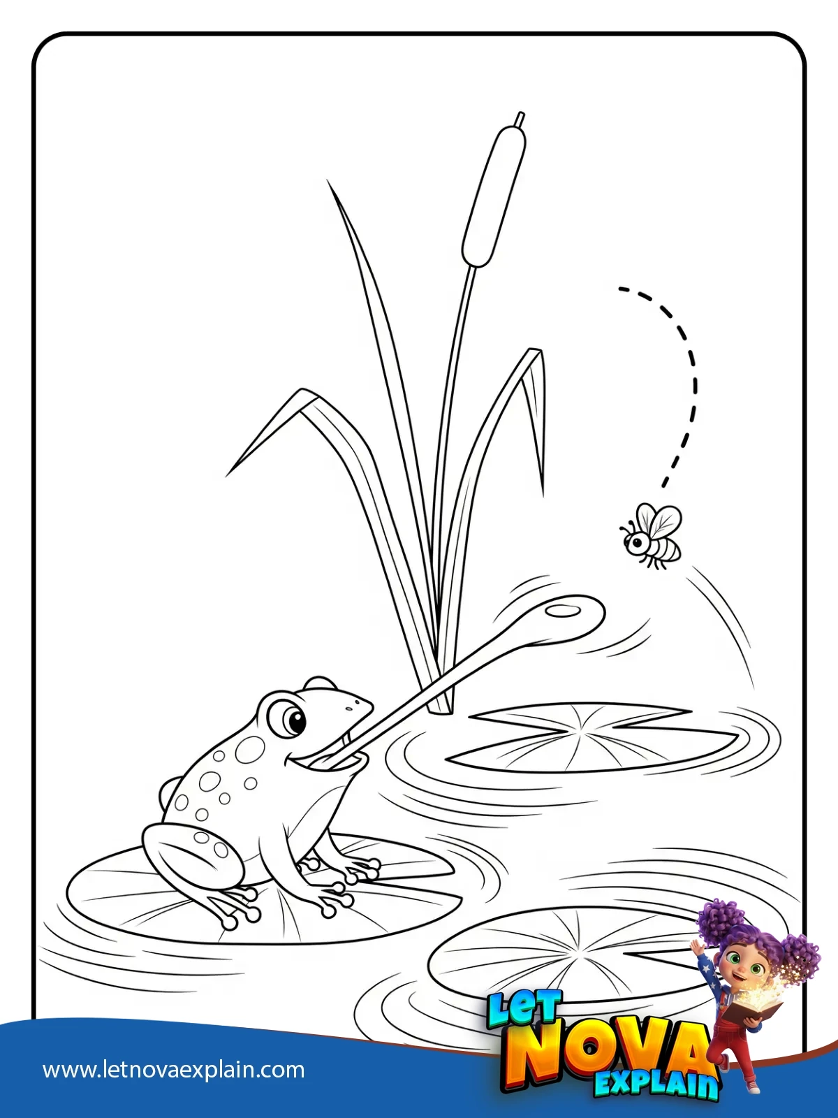 Frog Catching a Fly coloring — Coloring page