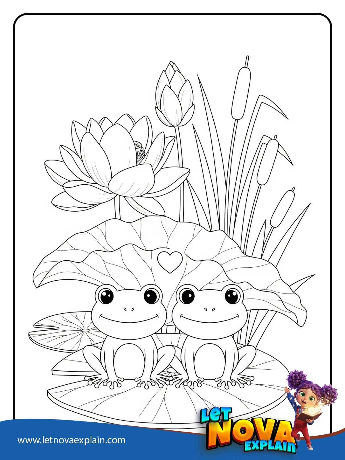 Frog Shares a Pad coloring — Coloring page