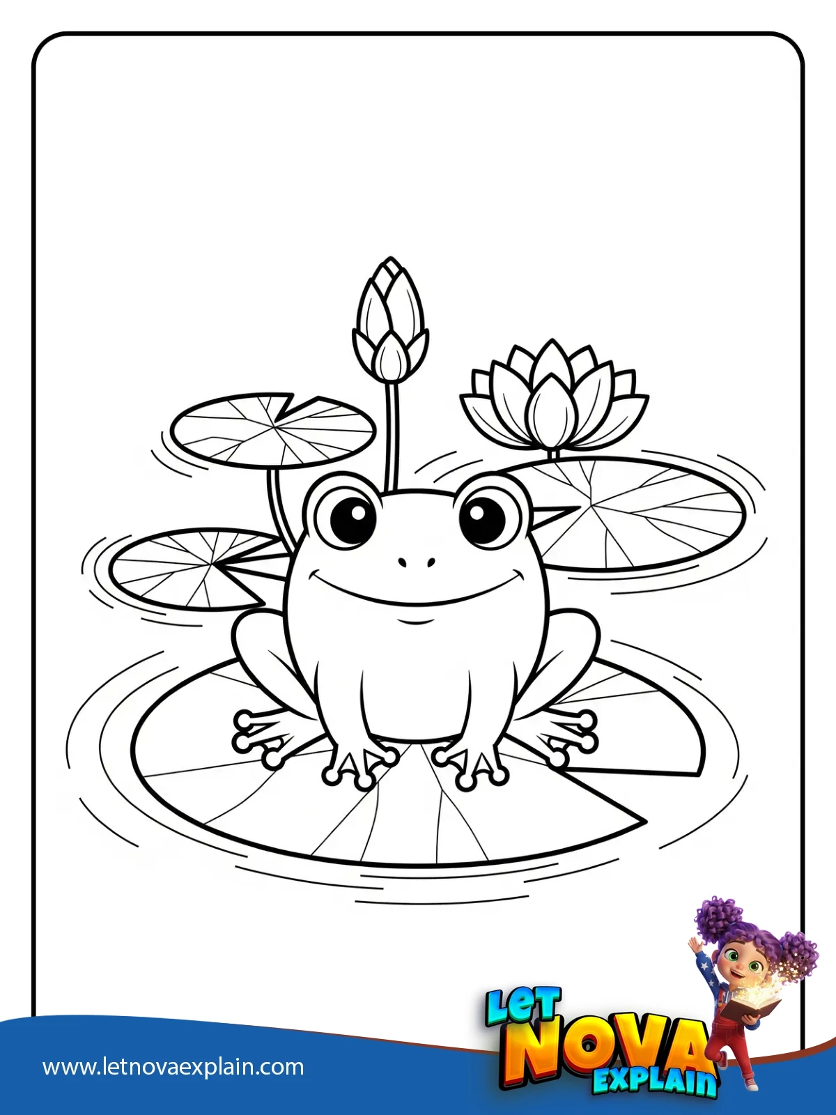 Frog on a Big Lily Pad coloring — Coloring page