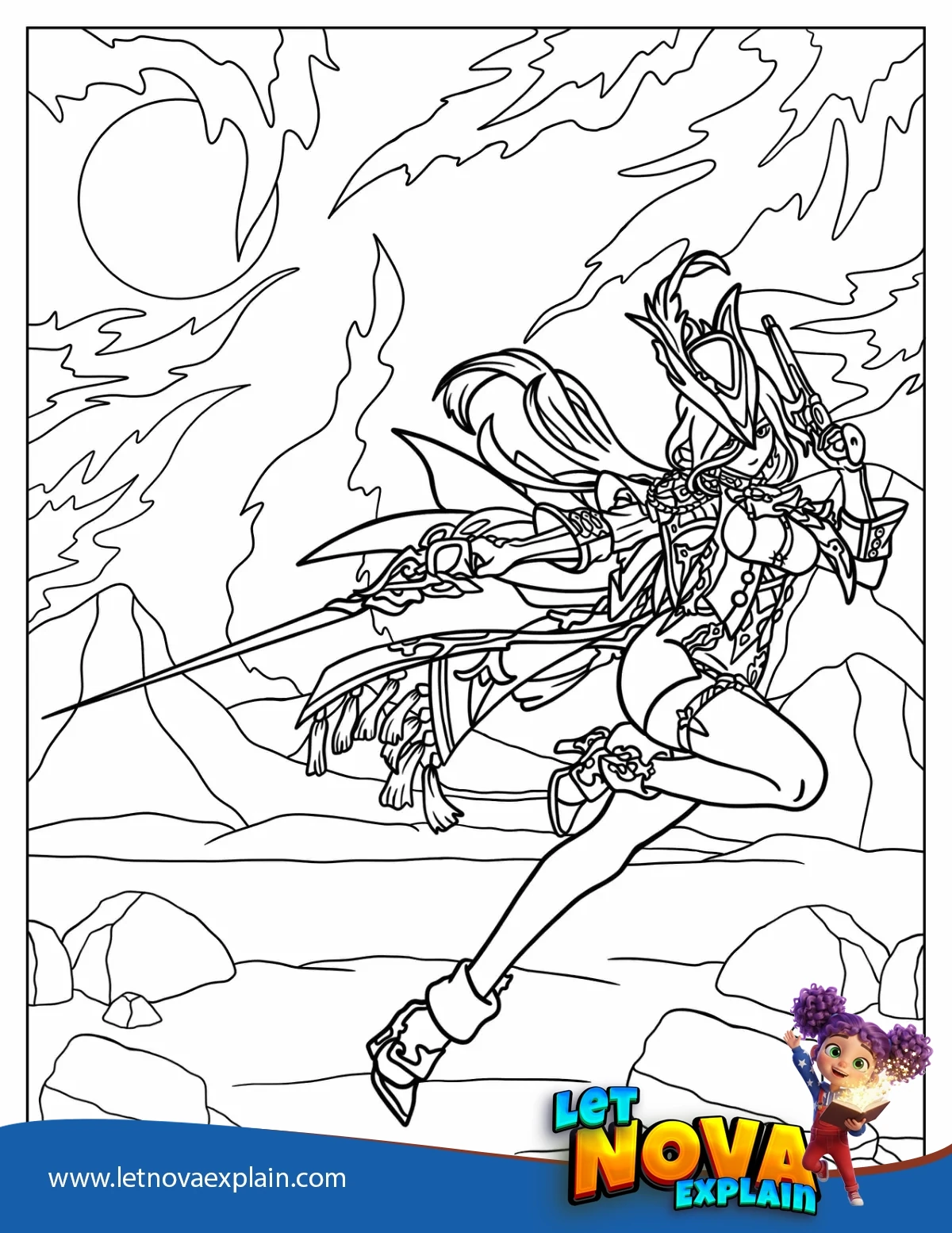 Genshin Impact Clorinde Coloring Page — Page de coloriage