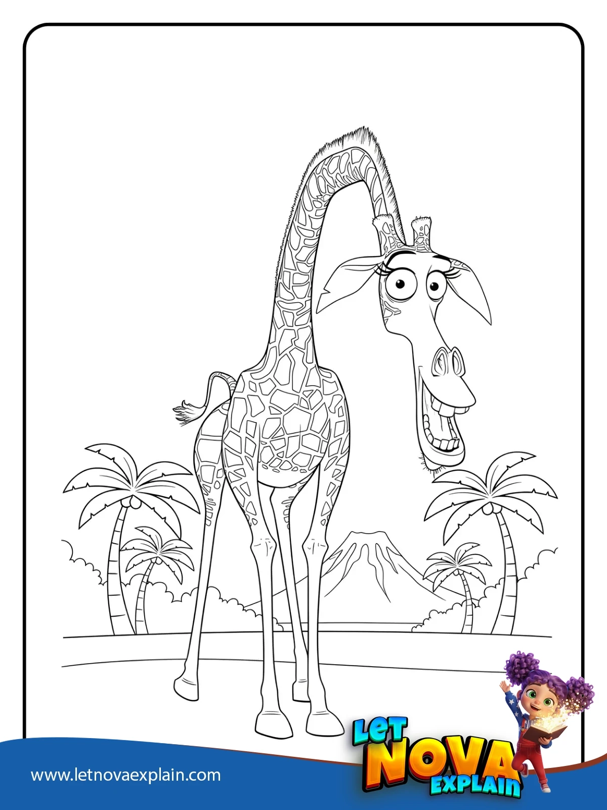 Melman on the Island Path coloring — PDF imprimible