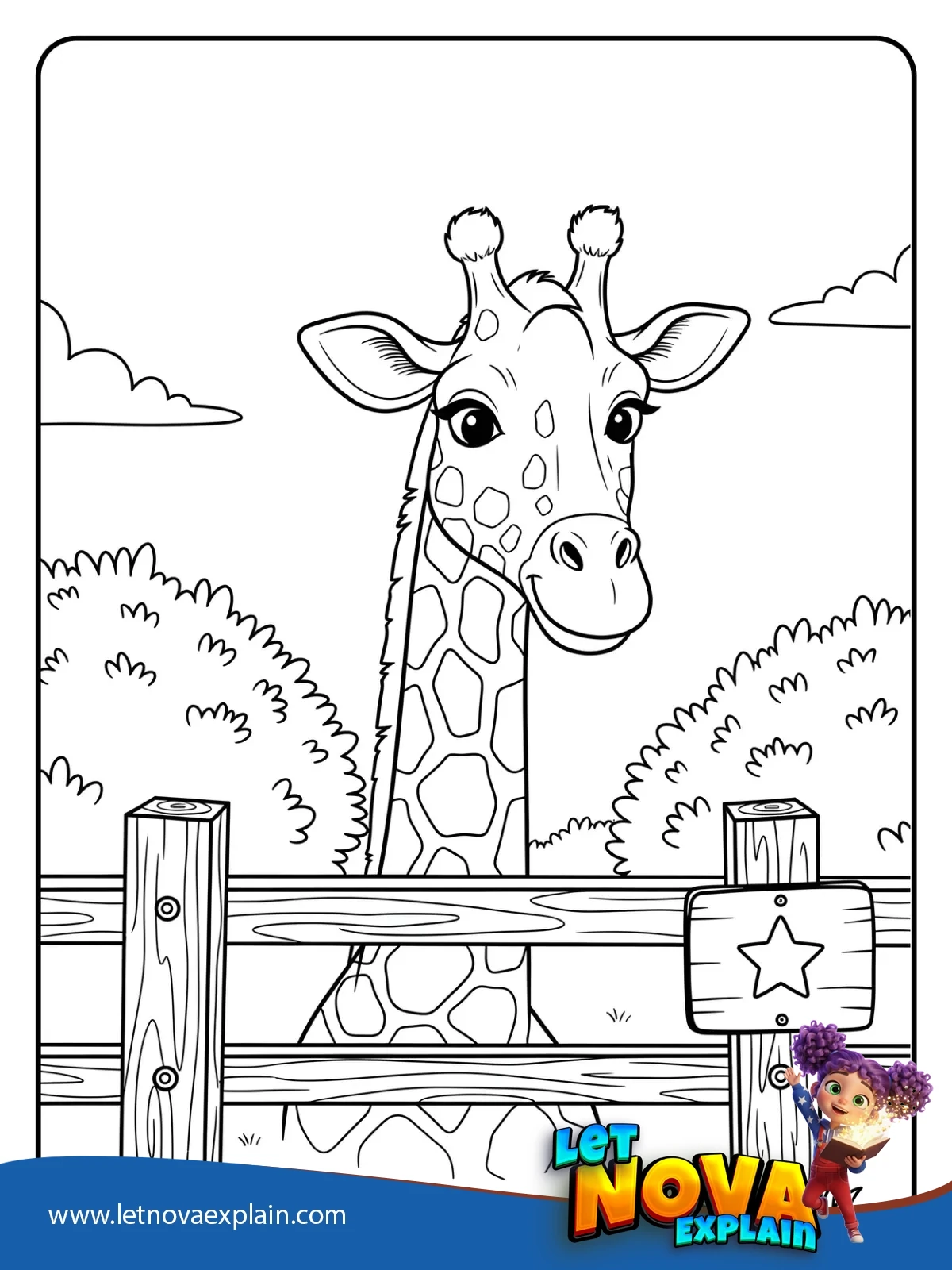 Zoo Fence Peek coloring — PDF imprimible