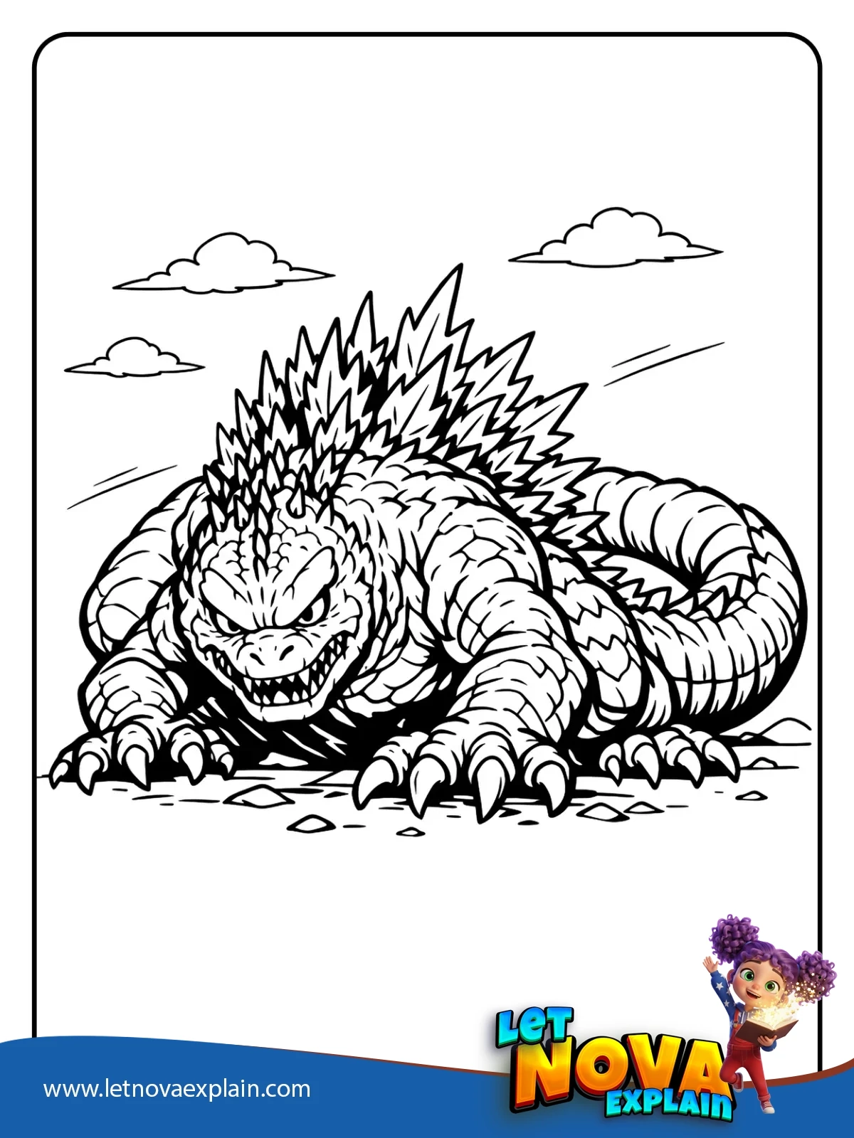 Godzilla Crouch and Pounce coloring — PDF stampabile