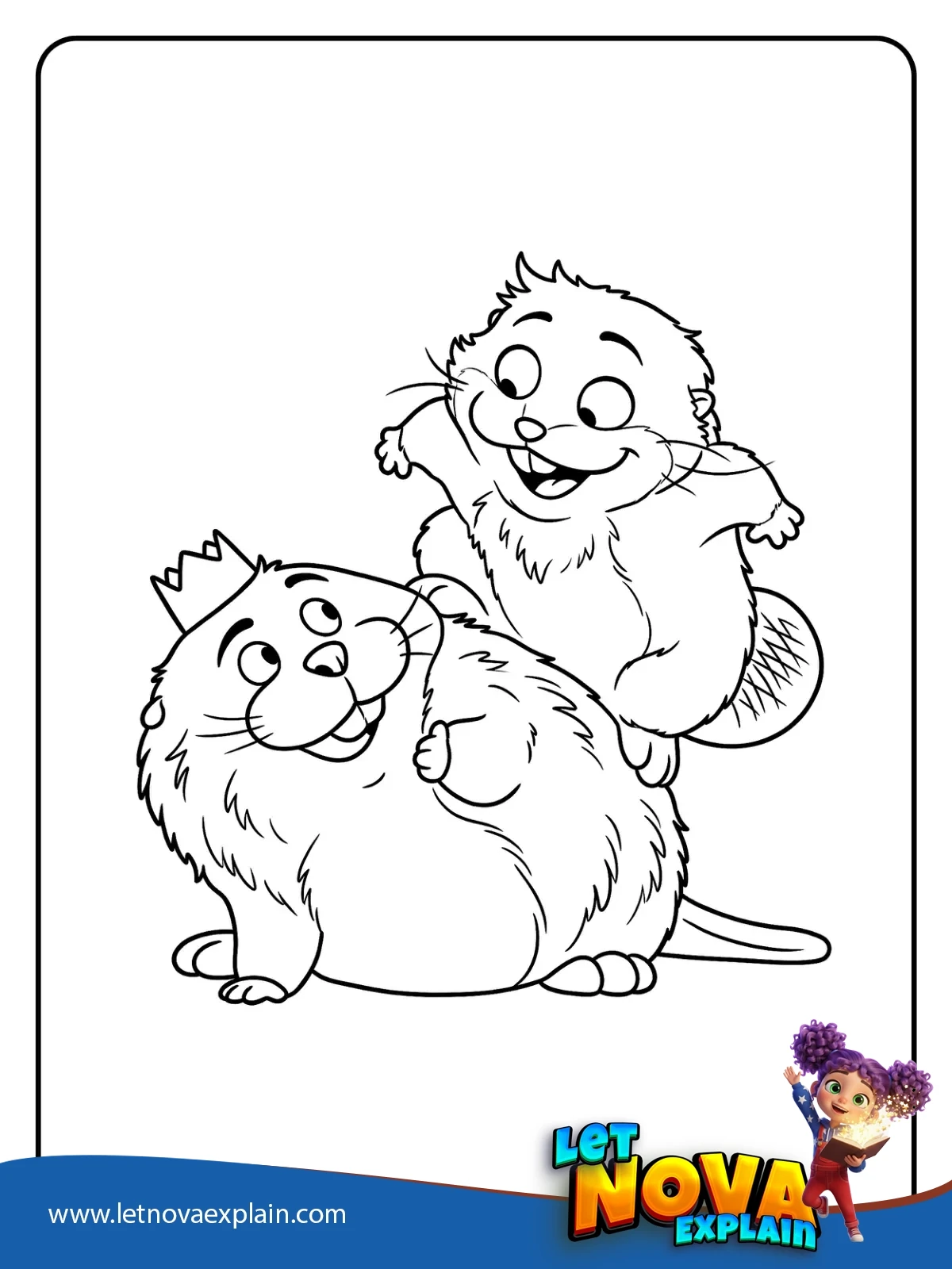 Mabel Beaver and King George coloring — Coloring page
