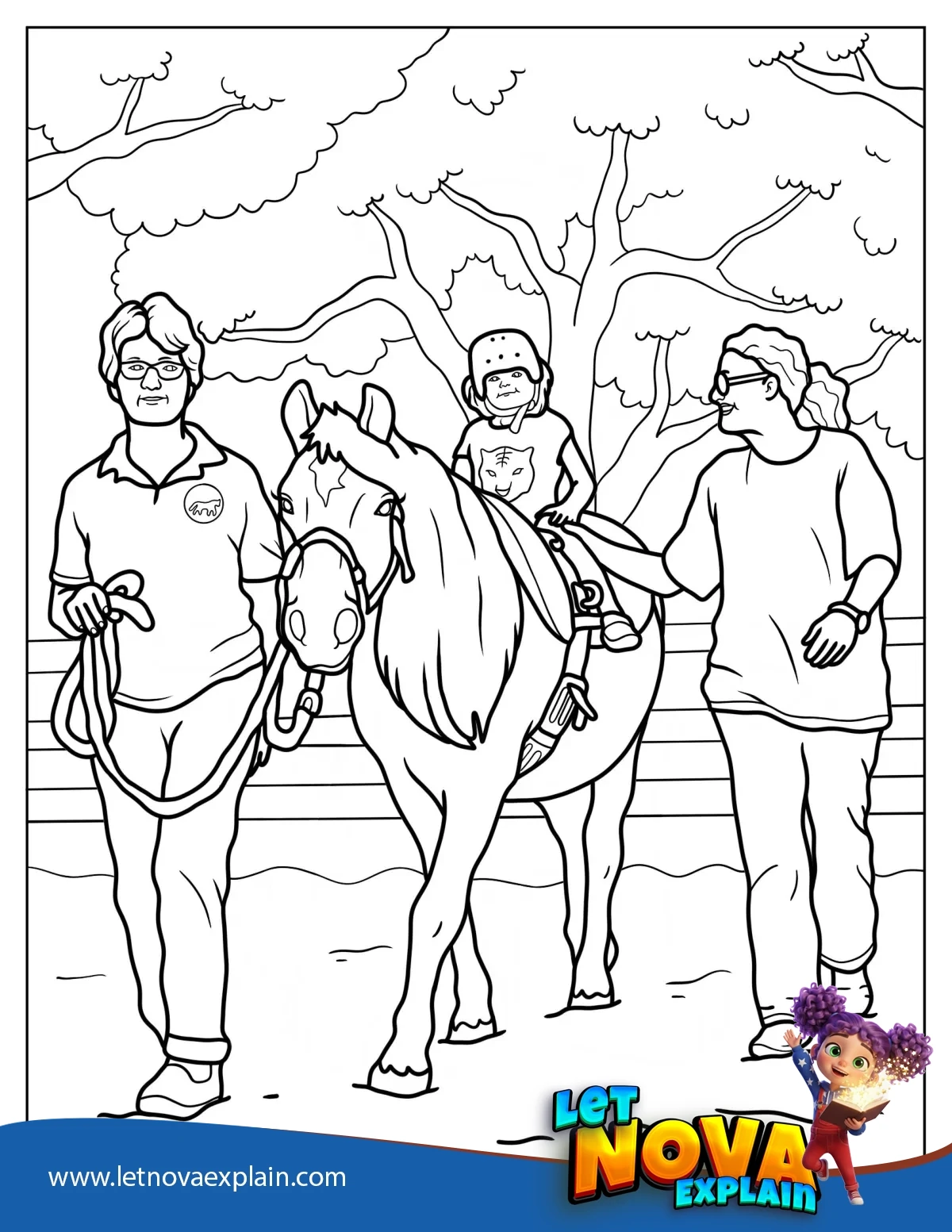 Coloring Sheet Of Therapeutic Horse Riding — Coloring page