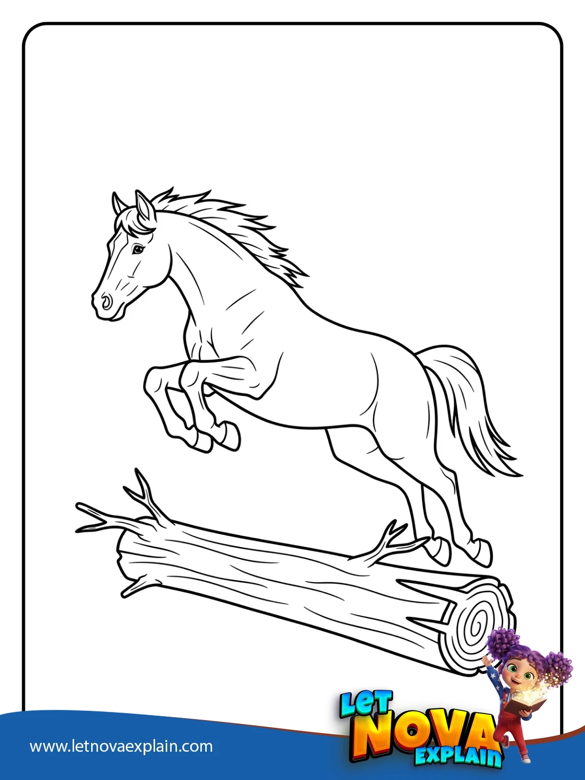 Cross country Log Jump coloring — Printable PDF