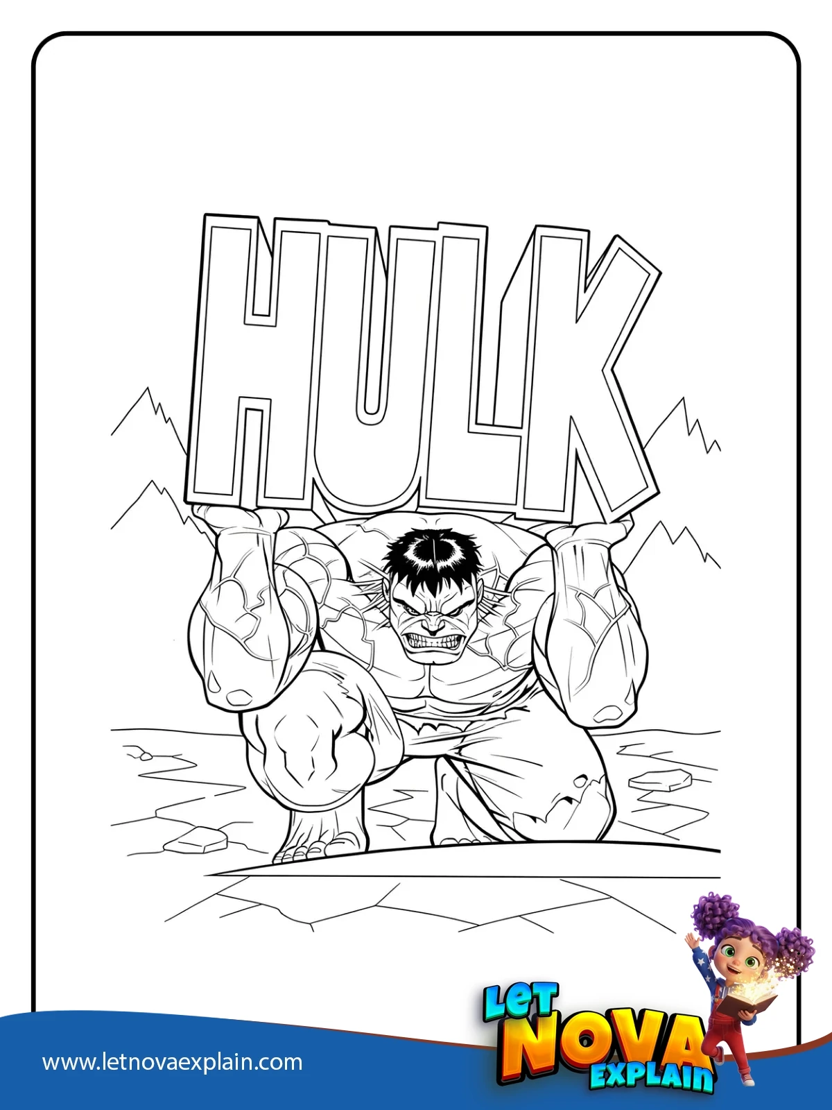 Lifting Giant Name Letters coloring — Printable PDF