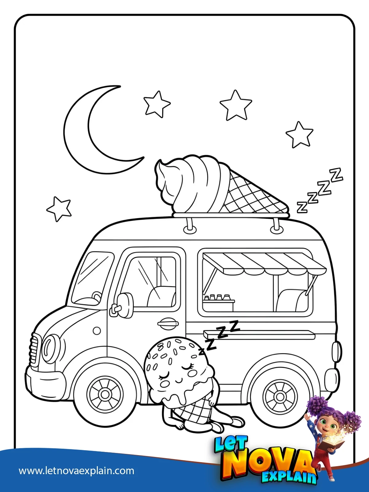 Nighttime Ice Cream Van coloring — Disegno da colorare