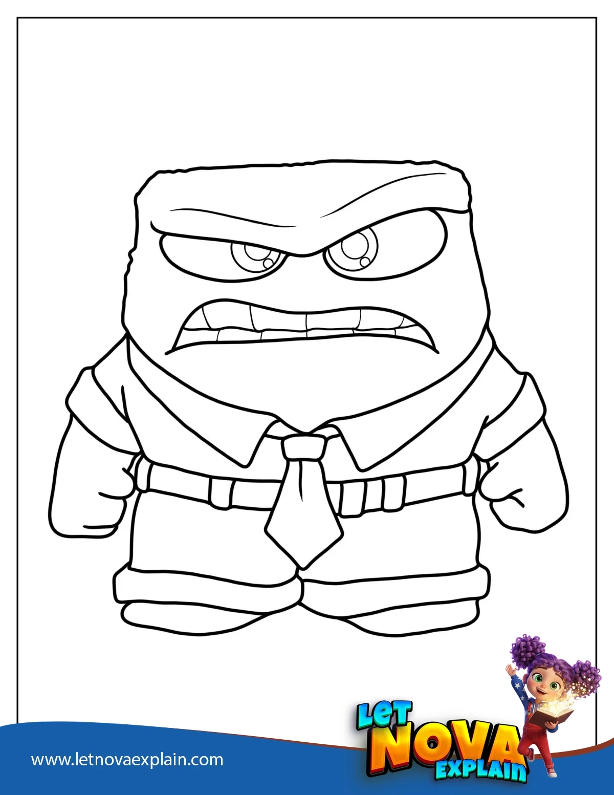 Easy Coloring Page Of Anger From Inside Out — PDF stampabile
