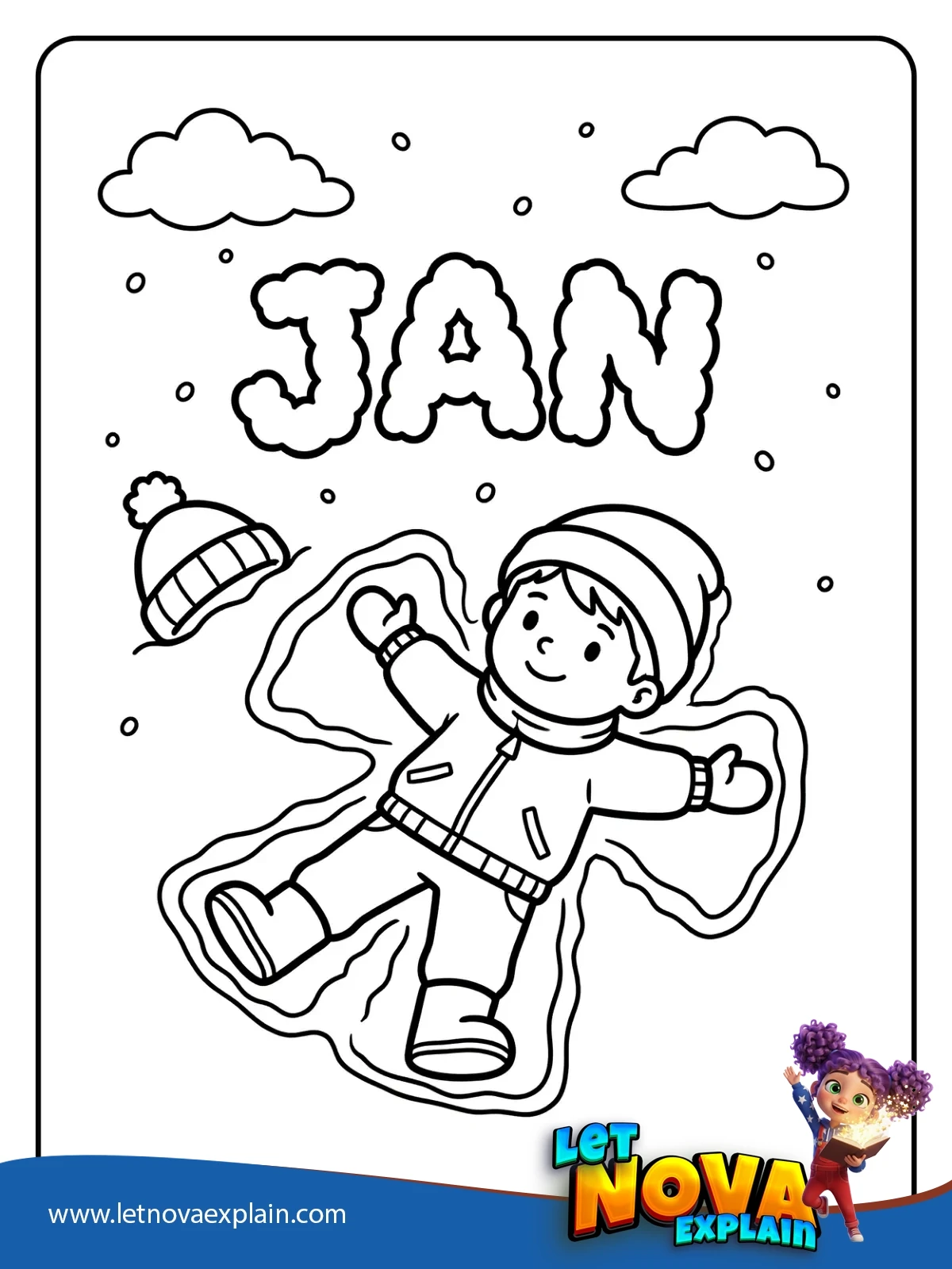 Snow Angel With Puffy JAN coloring — Printable PDF