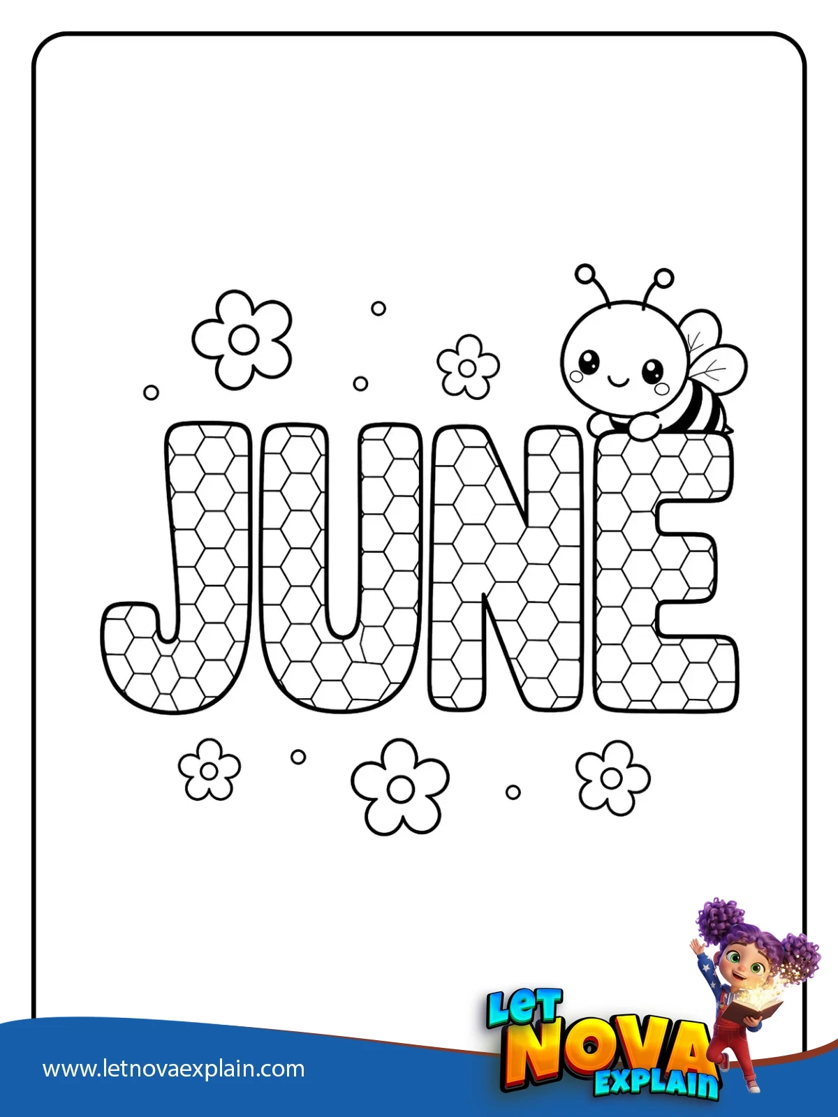 Honeybee Letters coloring — Printable PDF