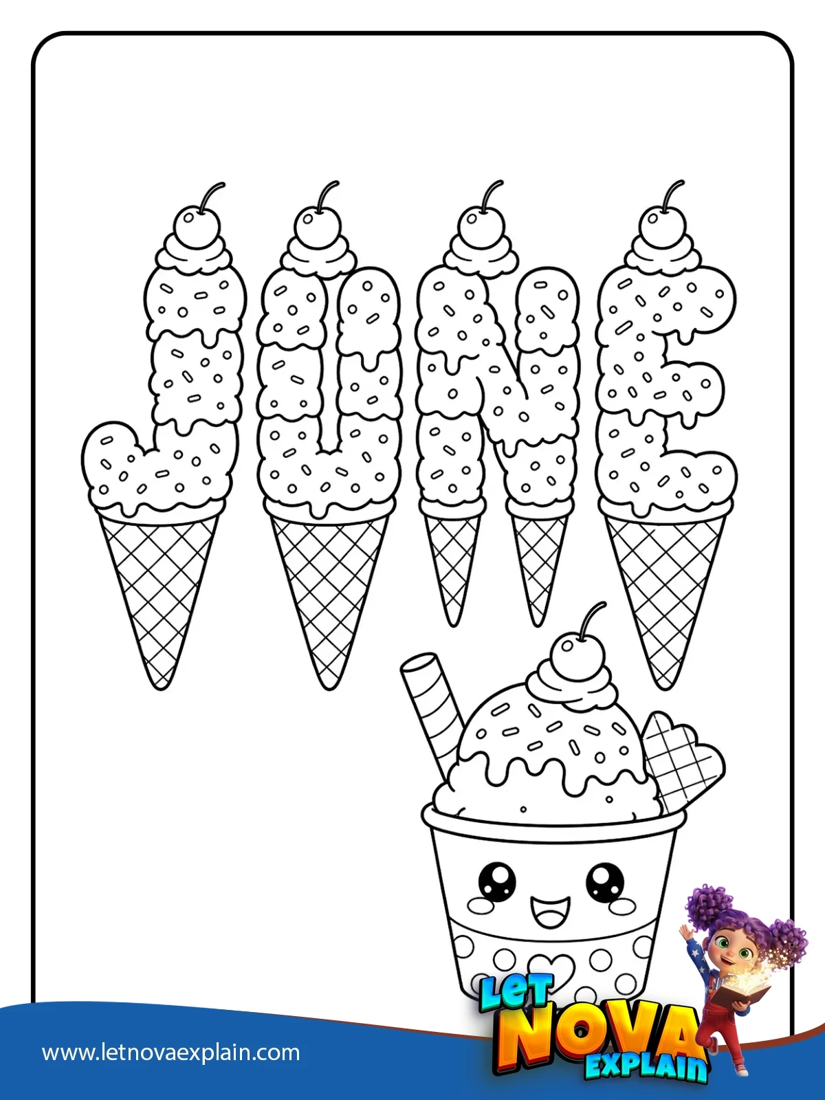 Ice Cream Stack coloring — Printable PDF
