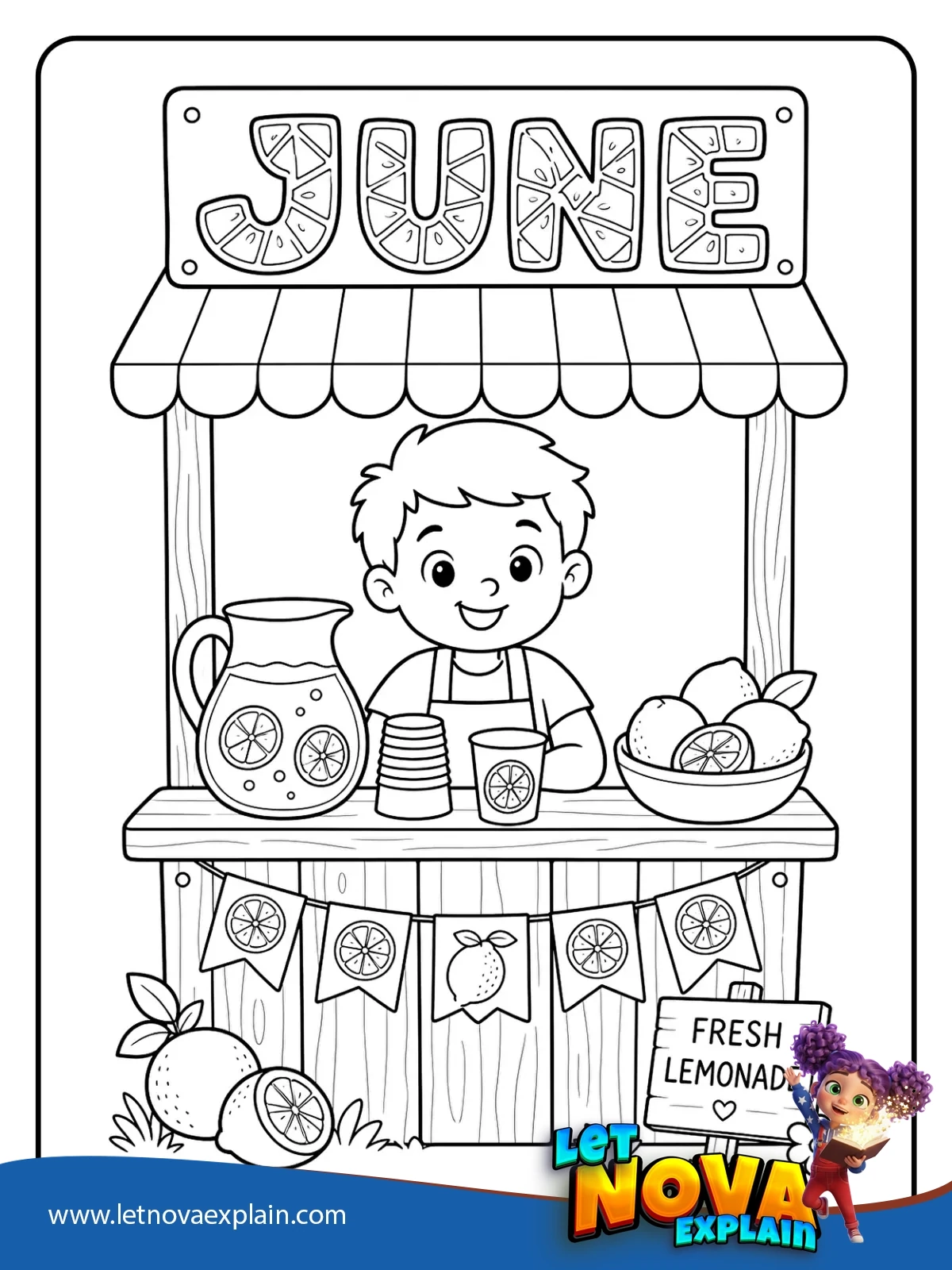 Lemonade Stand coloring — Printable PDF