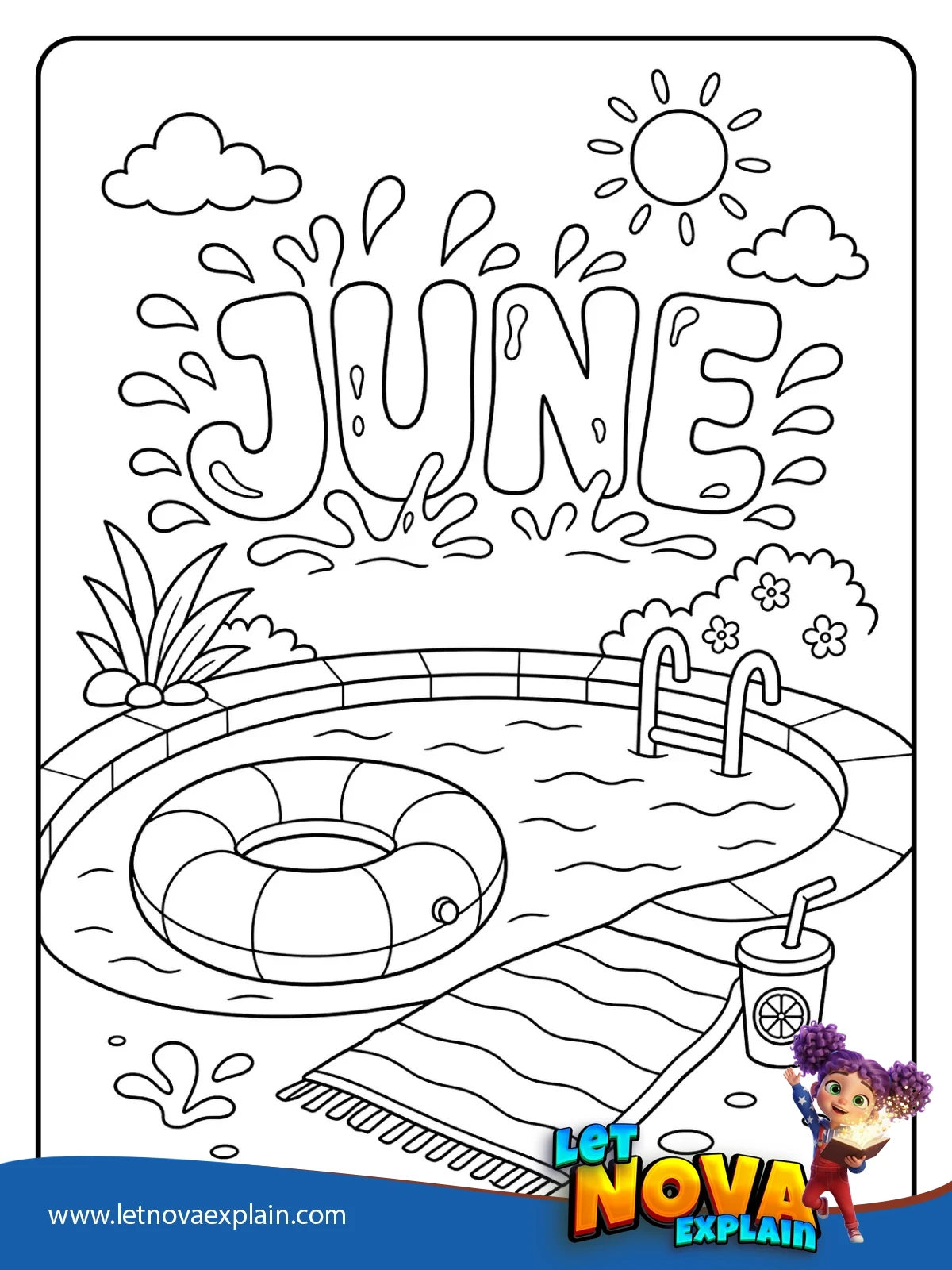 Pool Float coloring — Printable PDF
