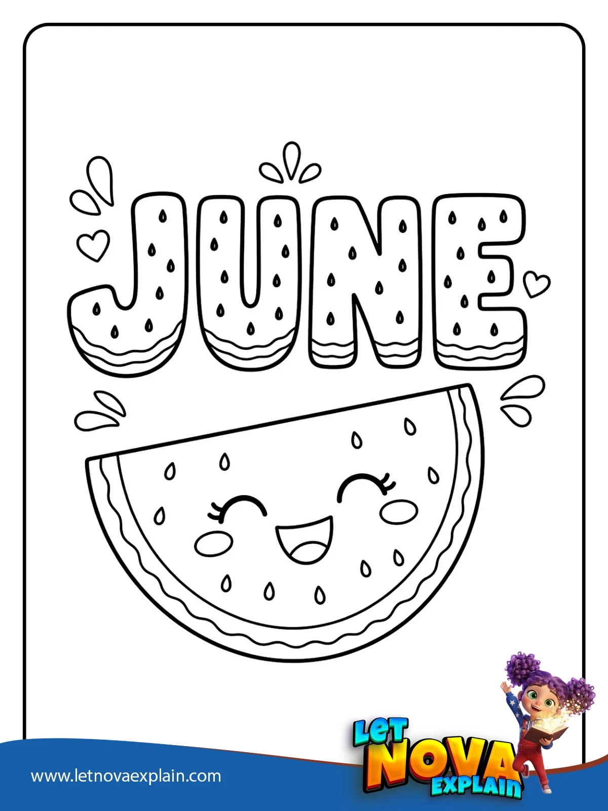 Watermelon Slice coloring — Printable PDF