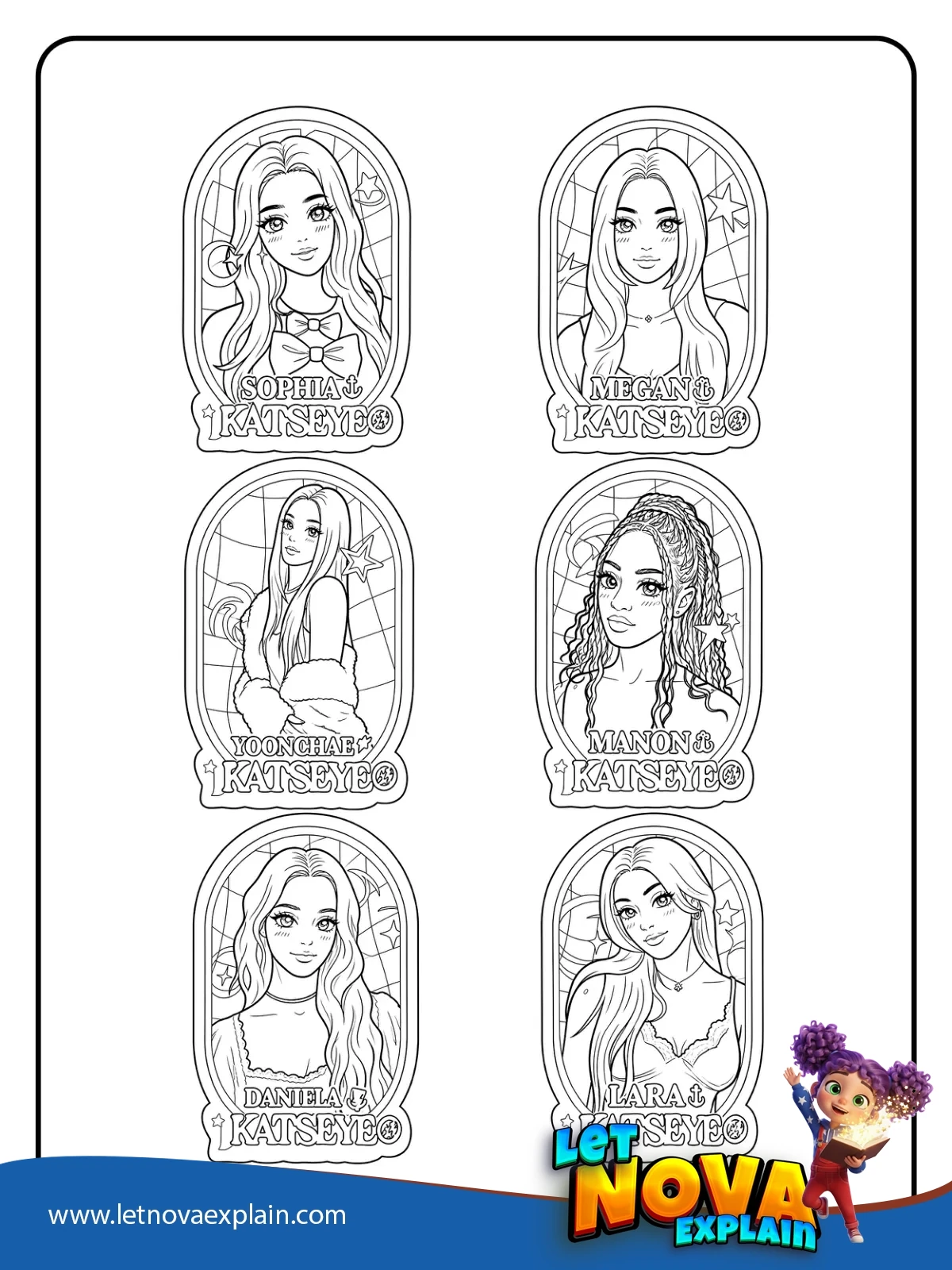 KATSEYE Member Photo Cards coloring — Coloring page