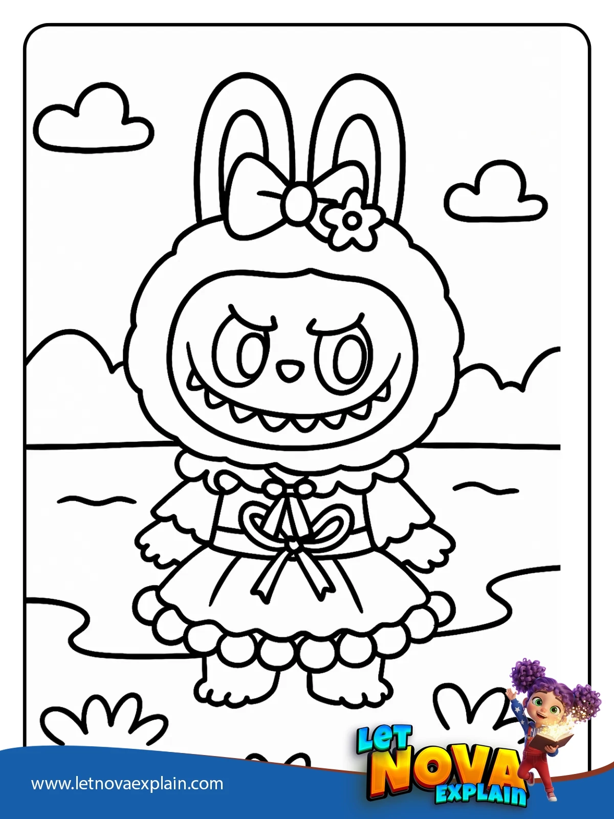 Labubu by the Lake coloring — Coloring page