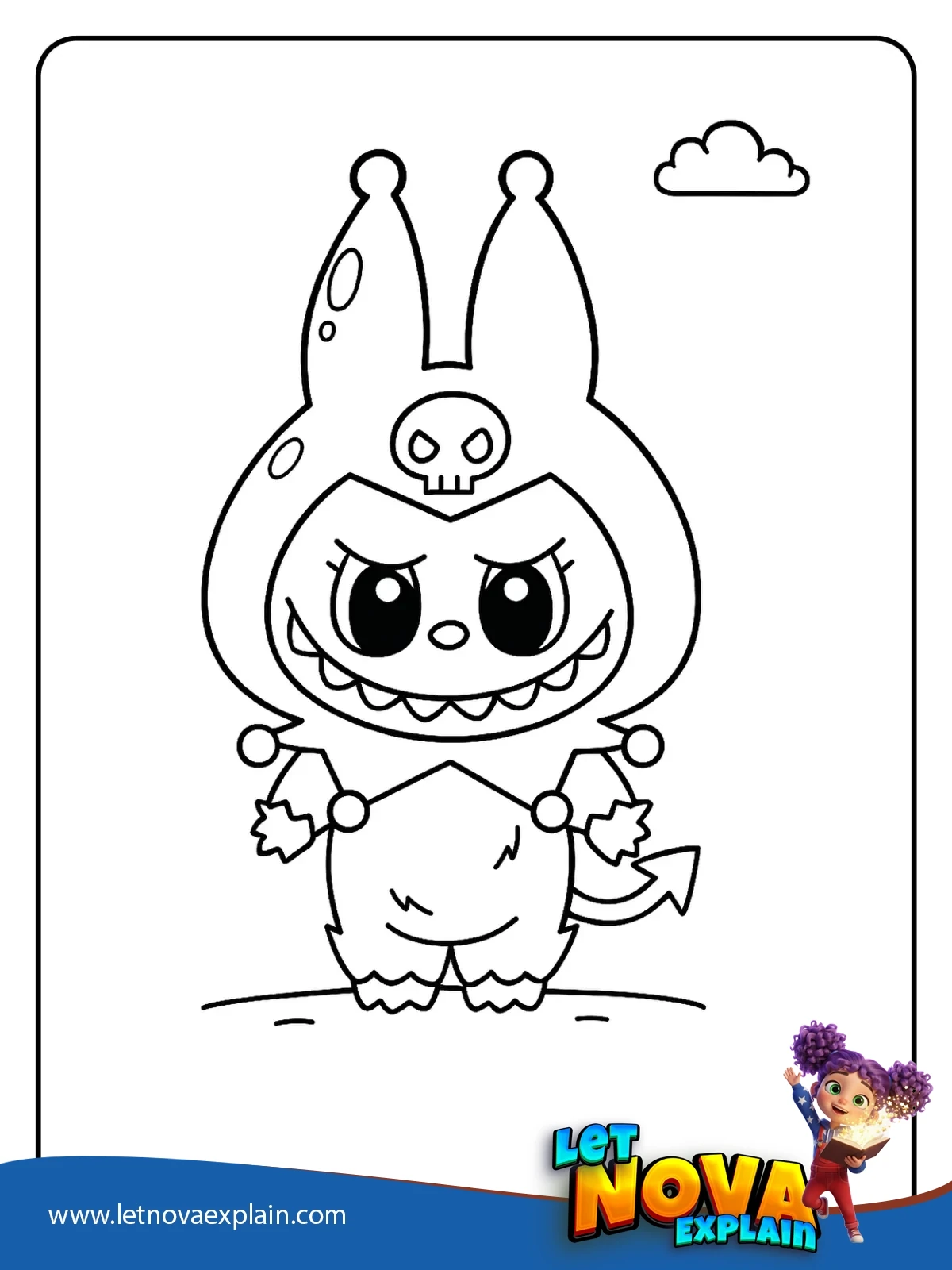 Labubu in Kuromi Outfit coloring — Coloring page