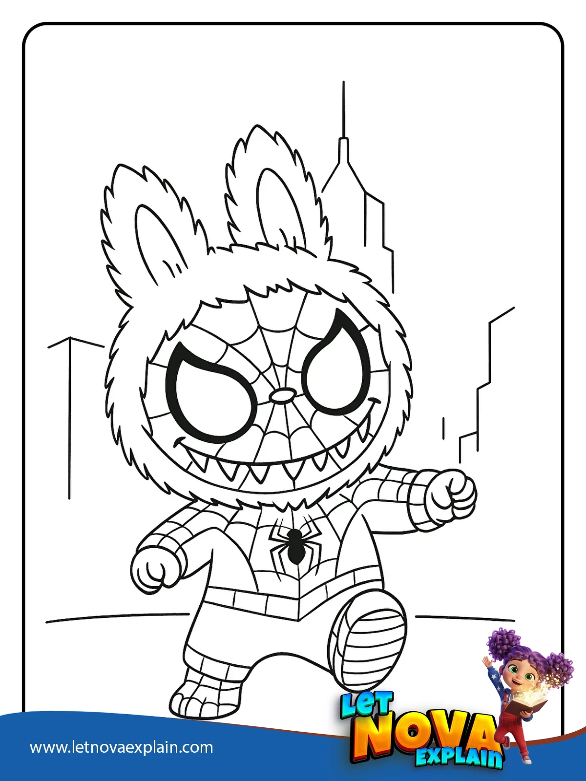 Labubu the Web swinger coloring — Coloring page