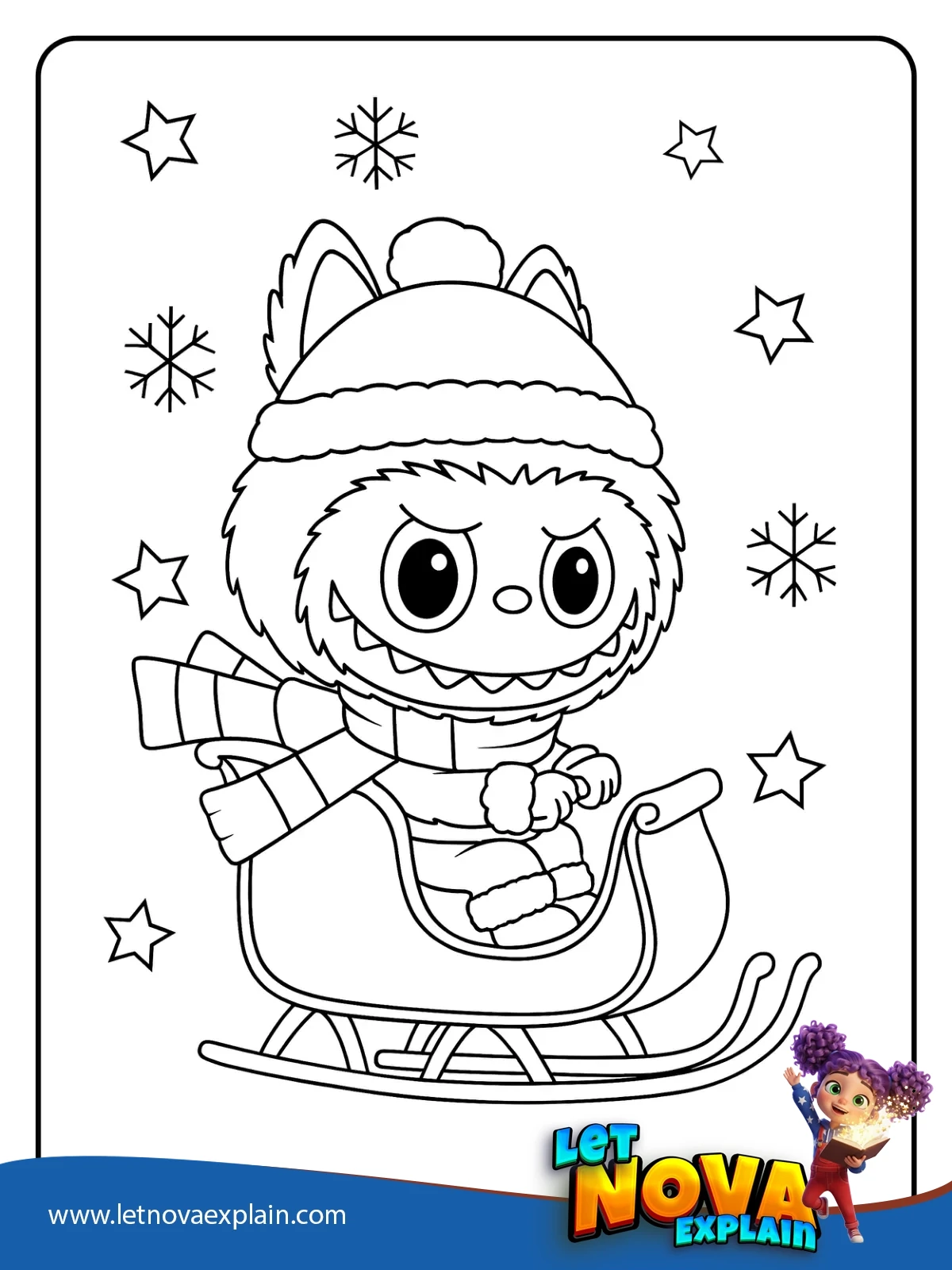 Labubus Christmas Sleigh Ride coloring — Coloring page