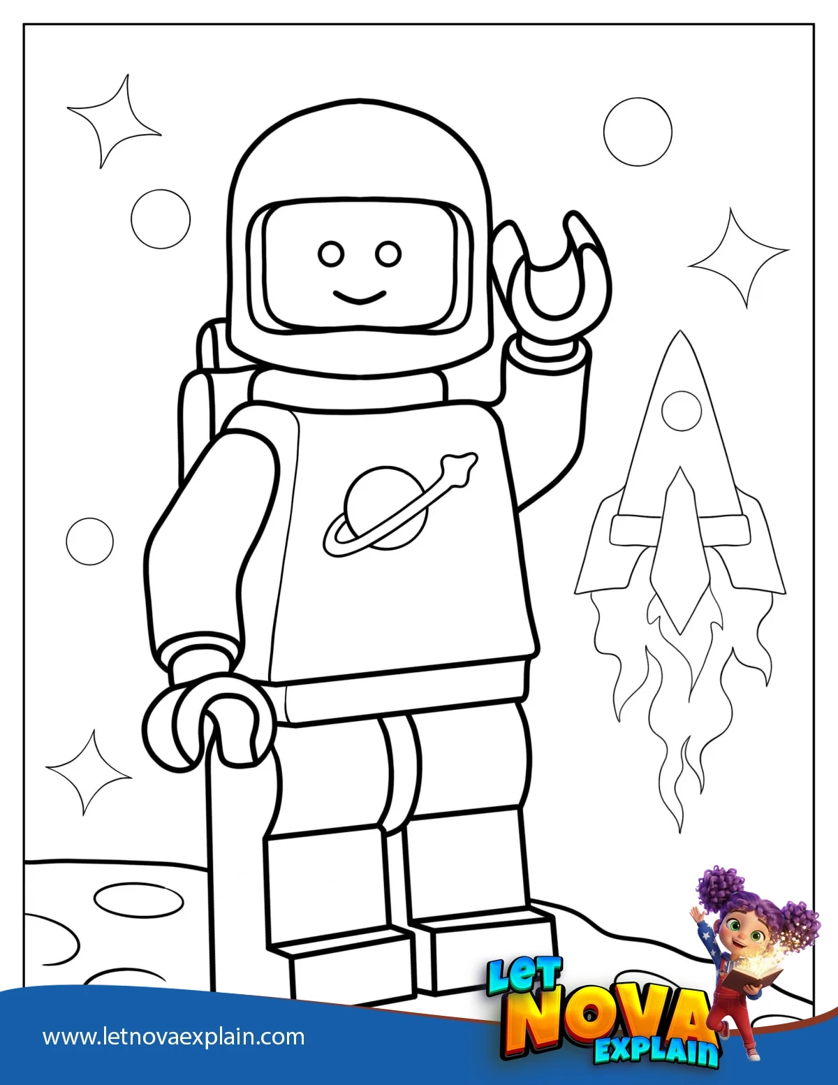 Coloring Page Of a Lego Astronaut — Coloring page
