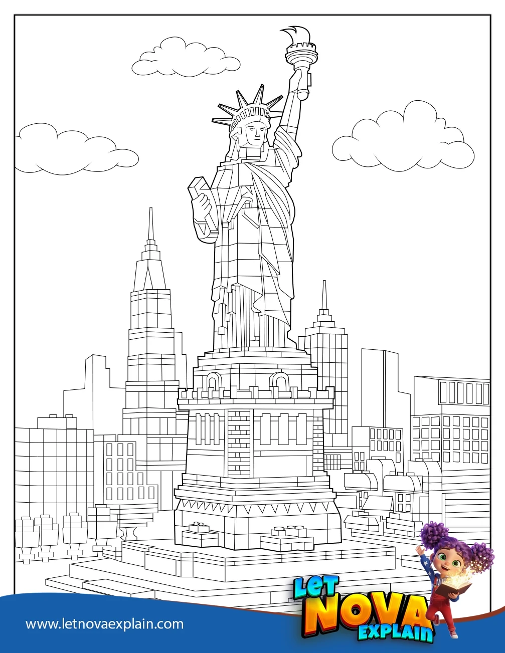 Statue Of Liberty Lego In The City — Coloring page