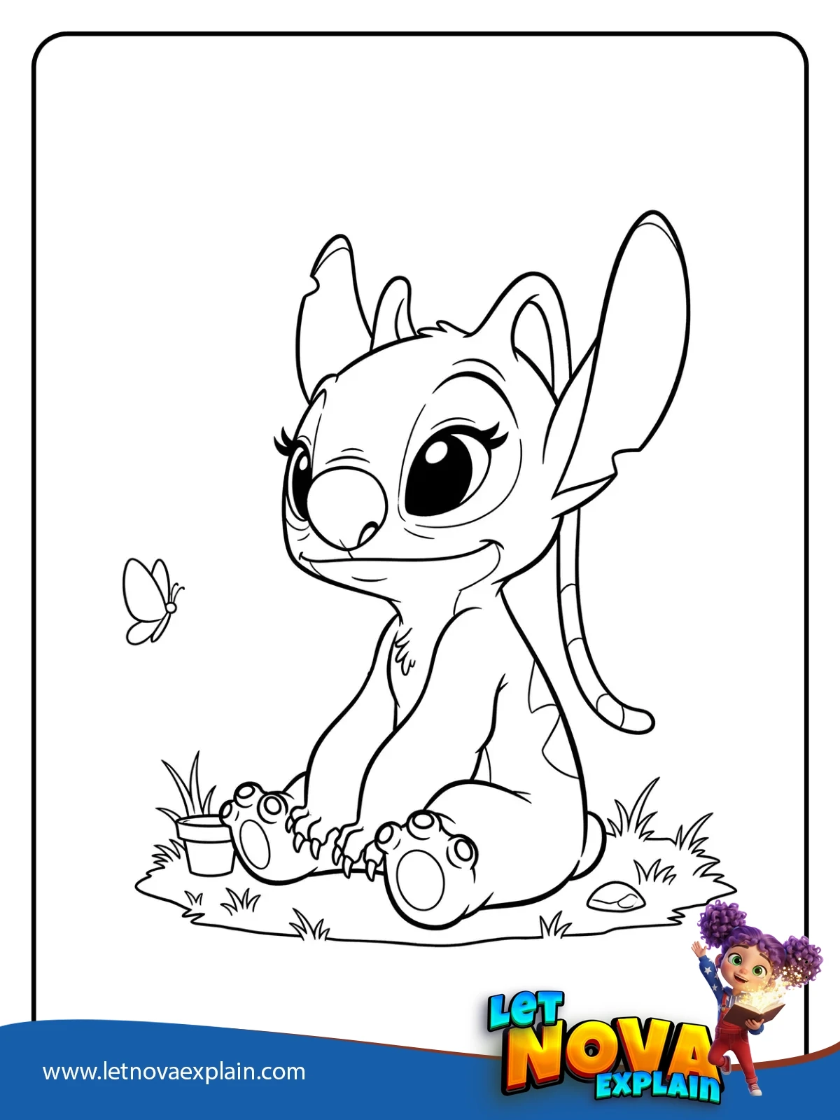 Angel Sitting With a Butterfly coloring — PDF imprimable