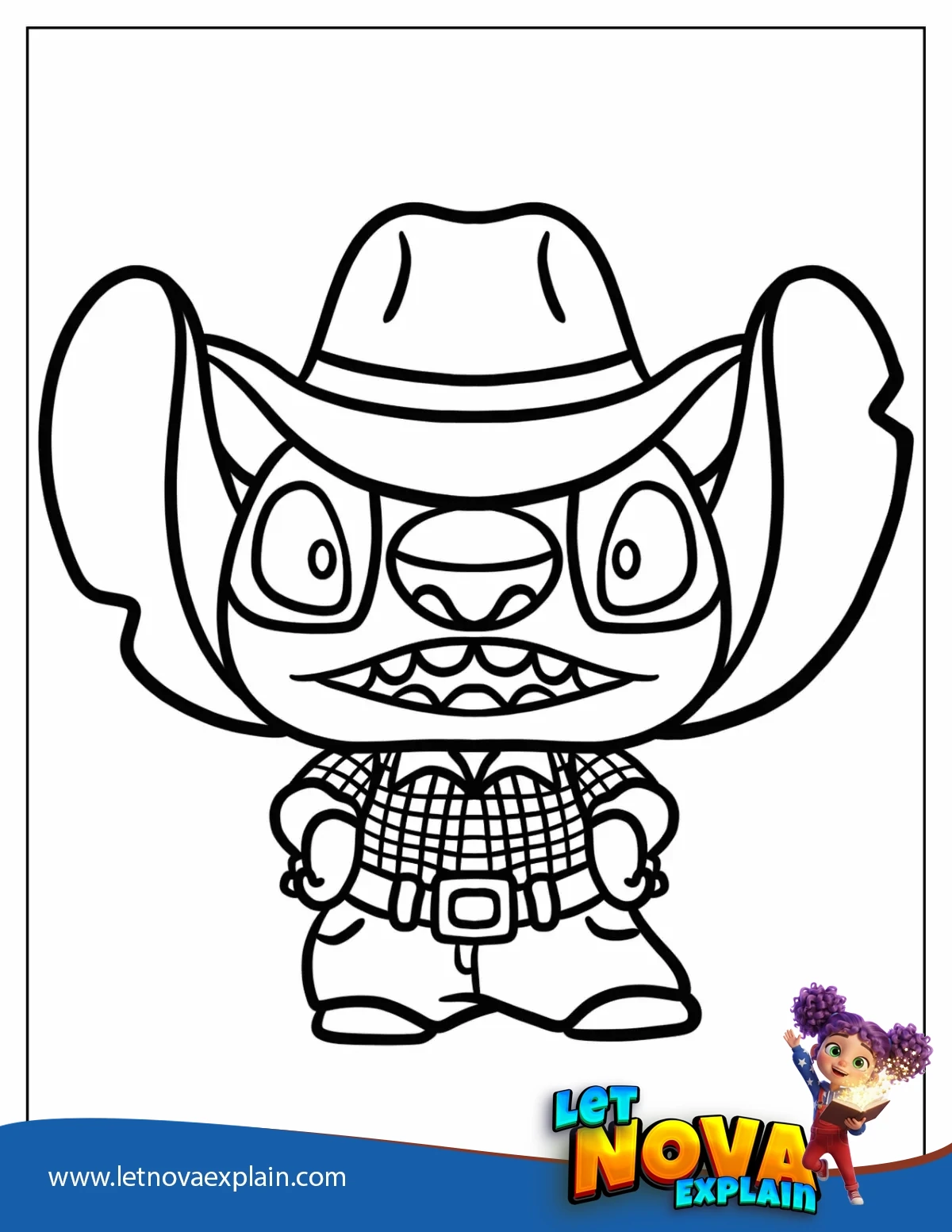 Cowboy Stitch Coloring Sheet For Preschoolers — PDF imprimable