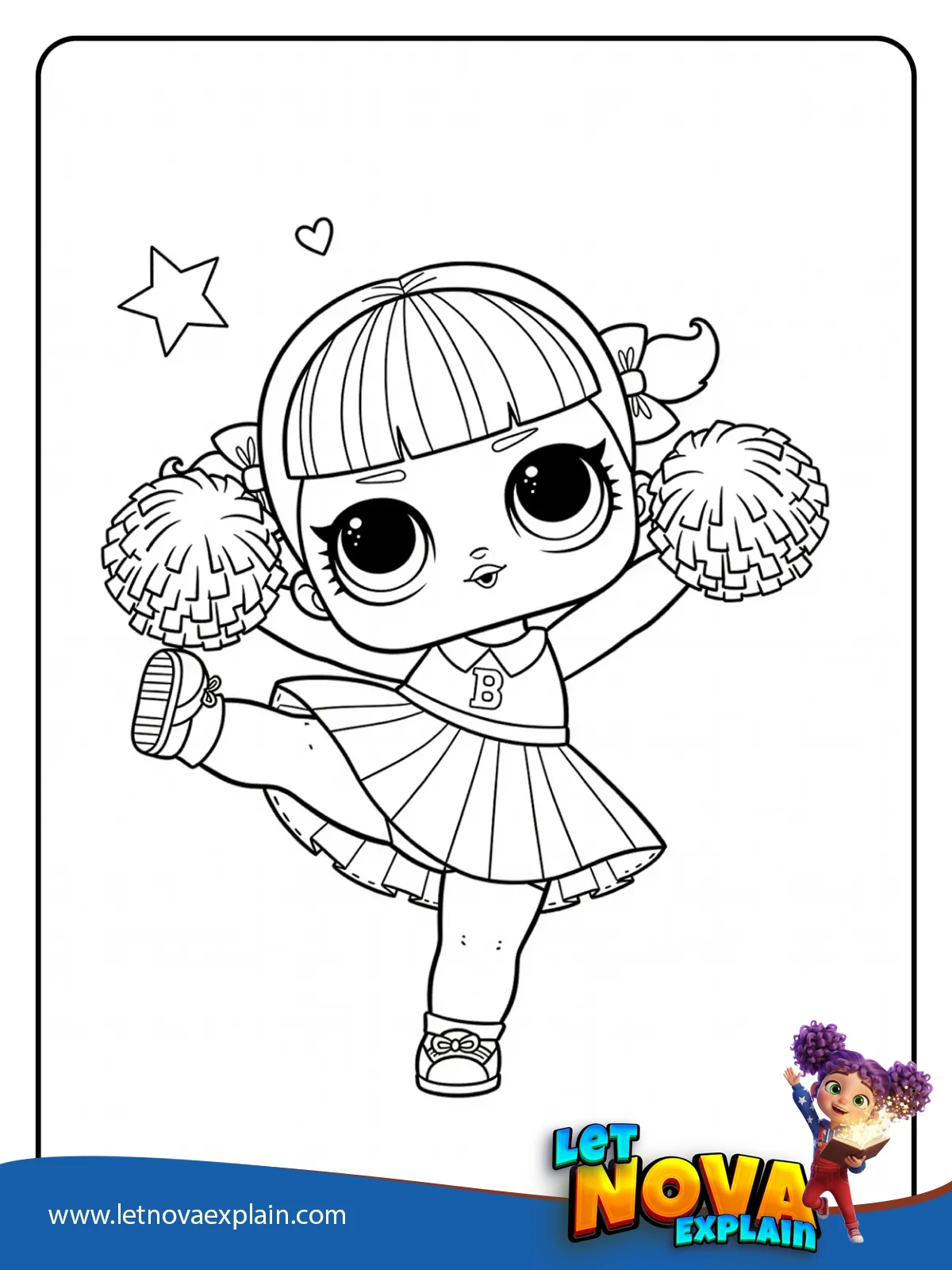 Cheer Captain High Kick coloring — PDF imprimible