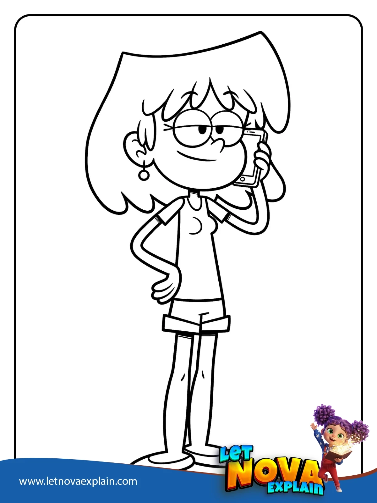 Lori Loud On the Phone coloring — Coloring page