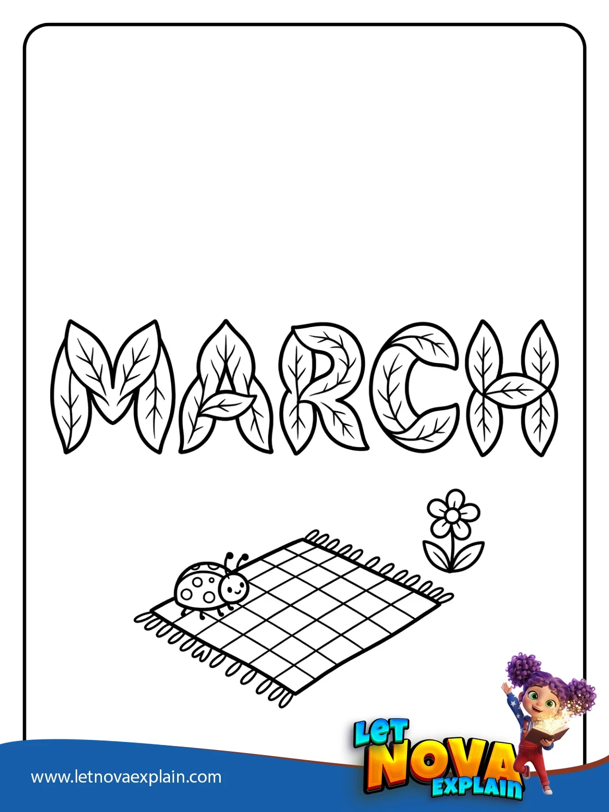 Ladybug Picnic Letters coloring — PDF للطباعة