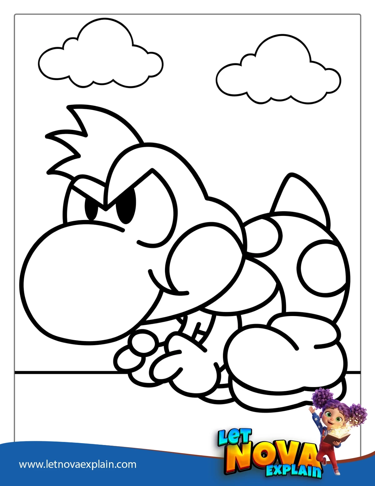 Angry Baby Yoshi Coloring Page For Kids — Coloring page