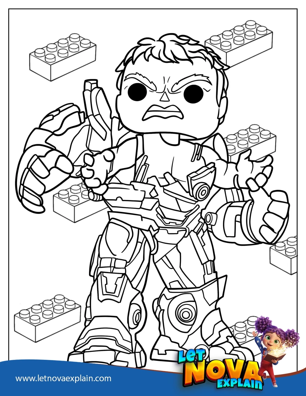 Angry Hulk Inside Hulk Buster Coloring Sheet — Printable PDF