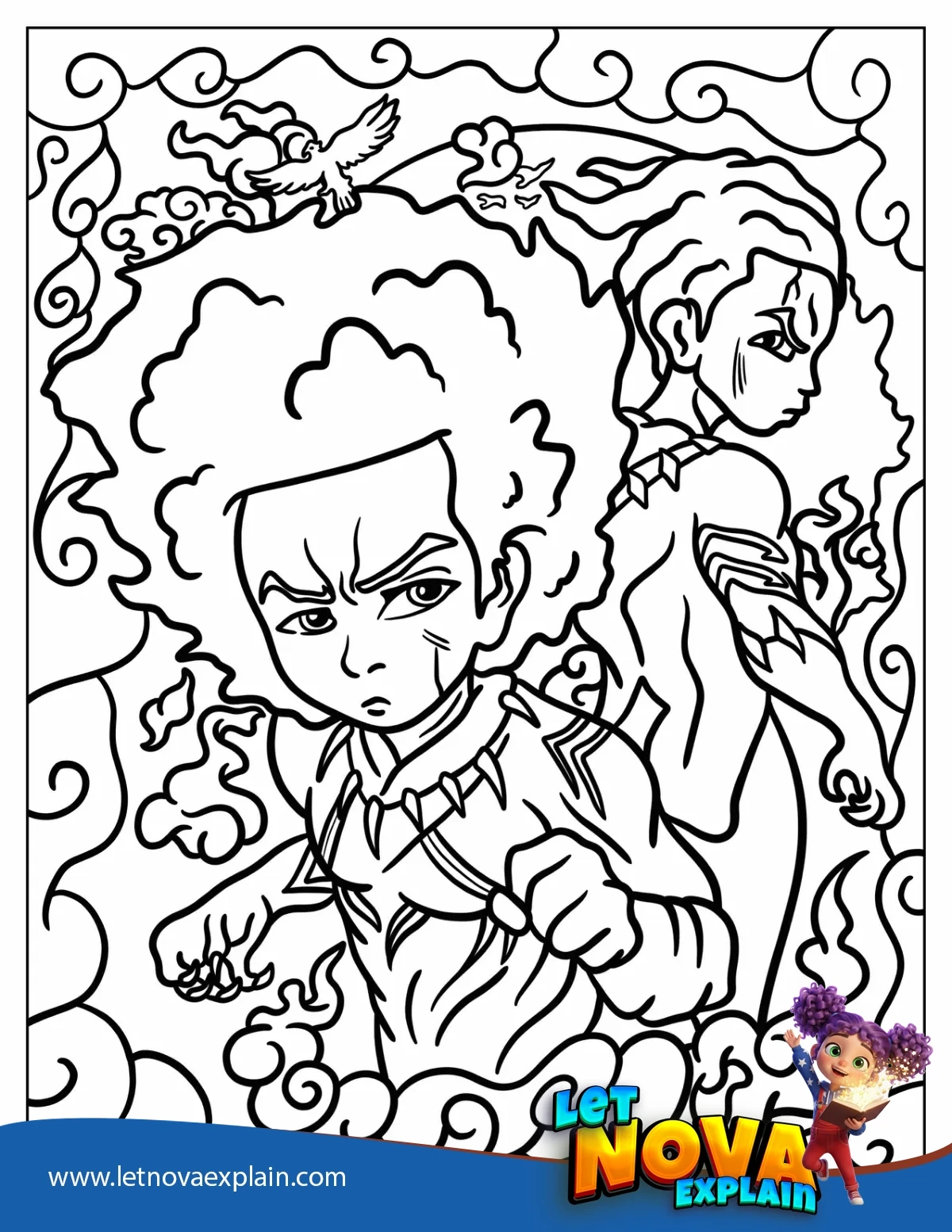 Boondocks Black Panther Style Coloring Page — Disegno da colorare