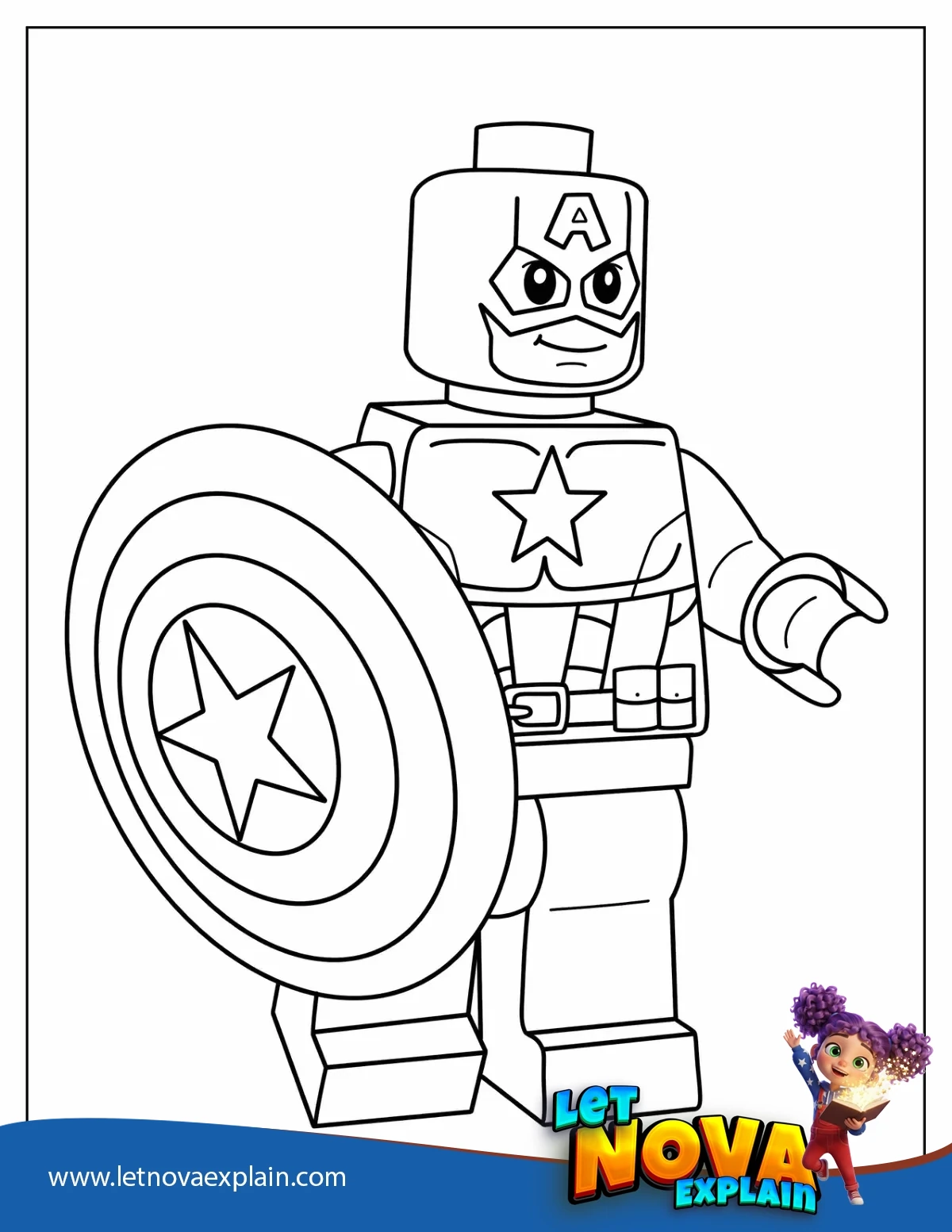 Captain America As a Lego Figurine To Color — Disegno da colorare