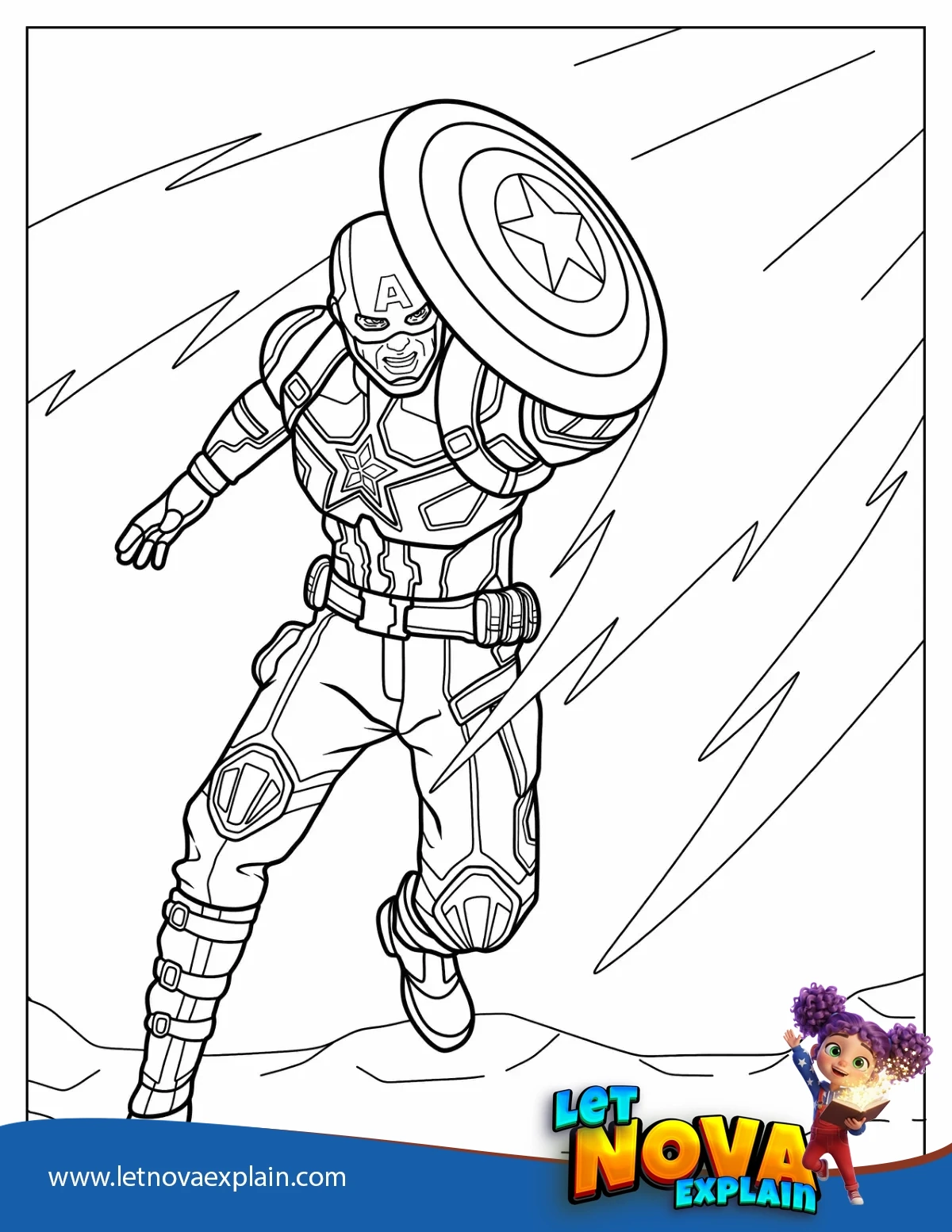 Captain America Protecting Himself With His Shield — Disegno da colorare
